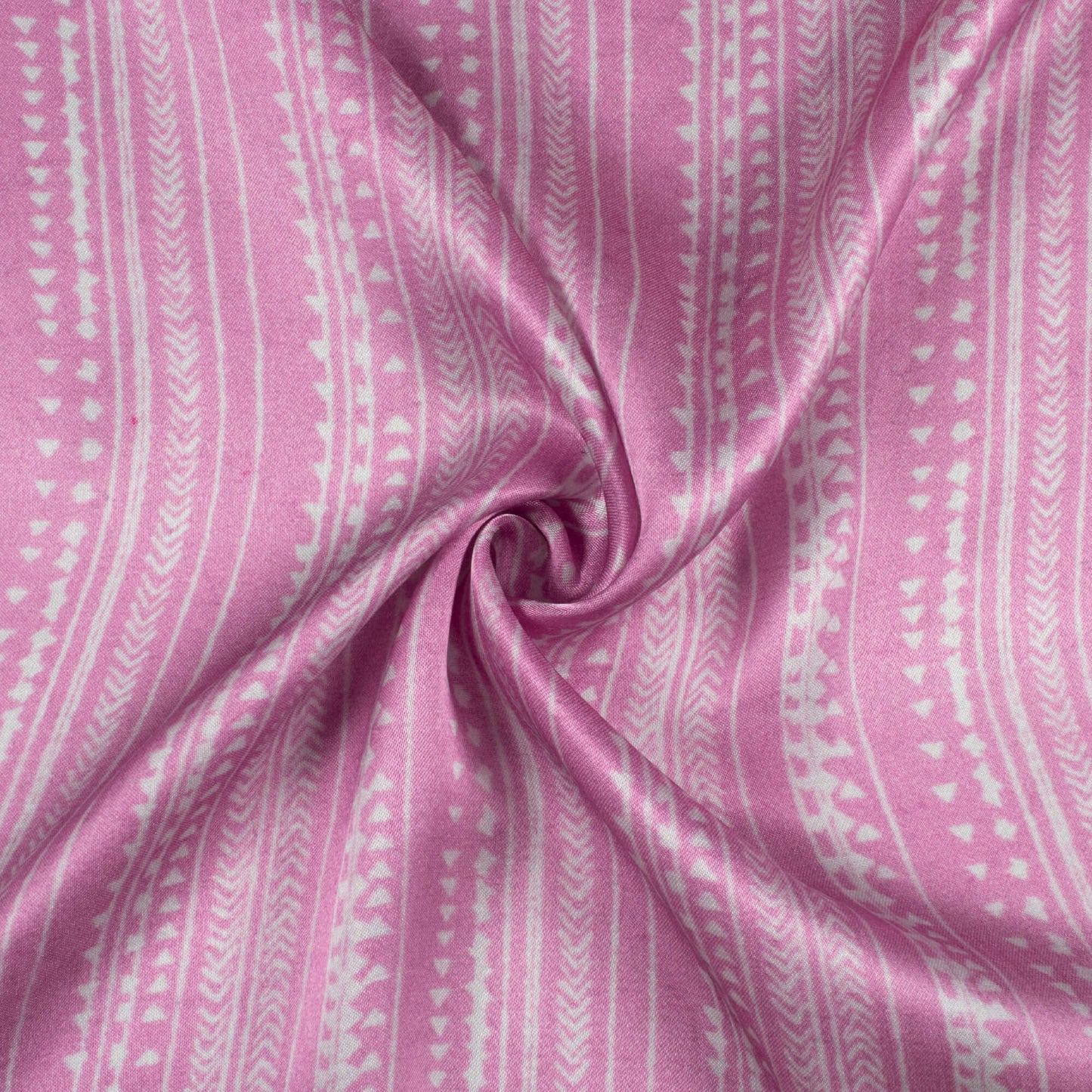 Hippie Pink And White Stripes Pattern Digital Print Viscose Gaji Silk Fabric