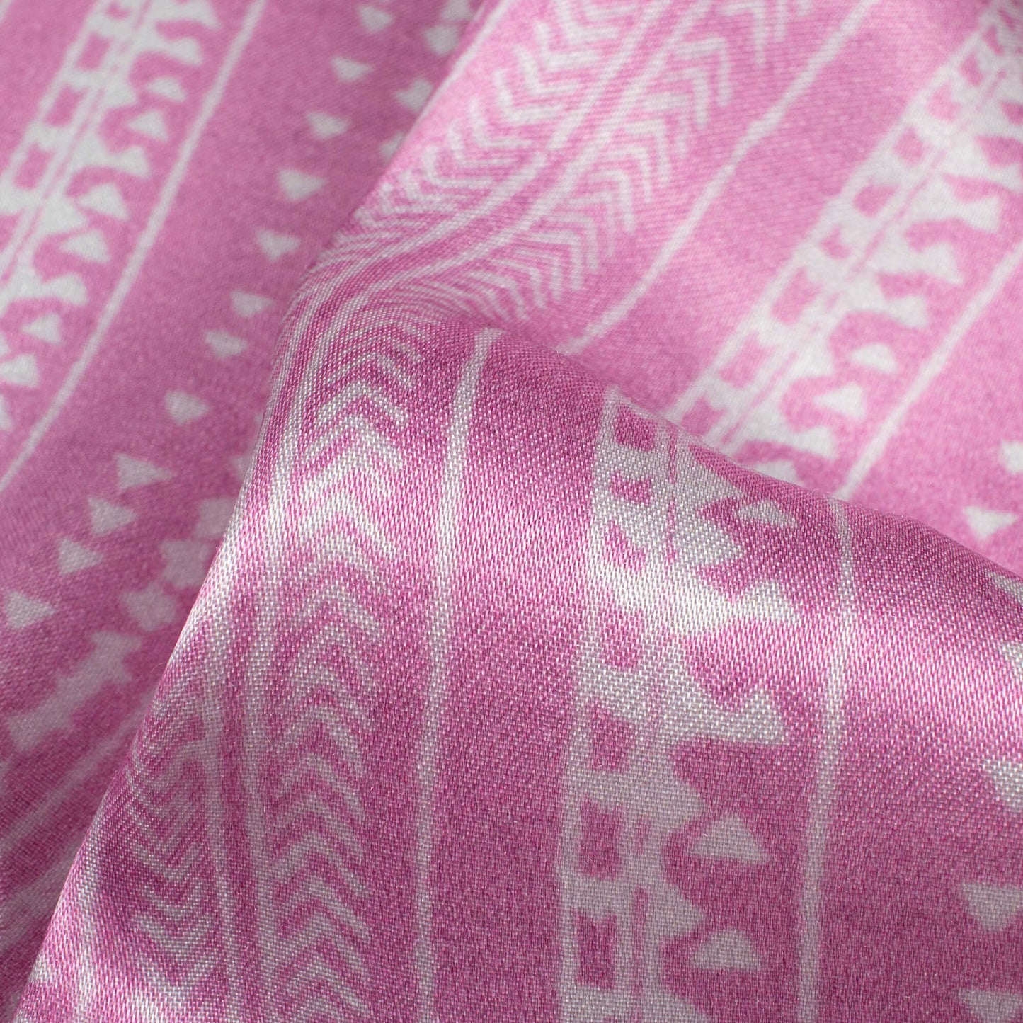 Hippie Pink And White Stripes Pattern Digital Print Viscose Gaji Silk Fabric