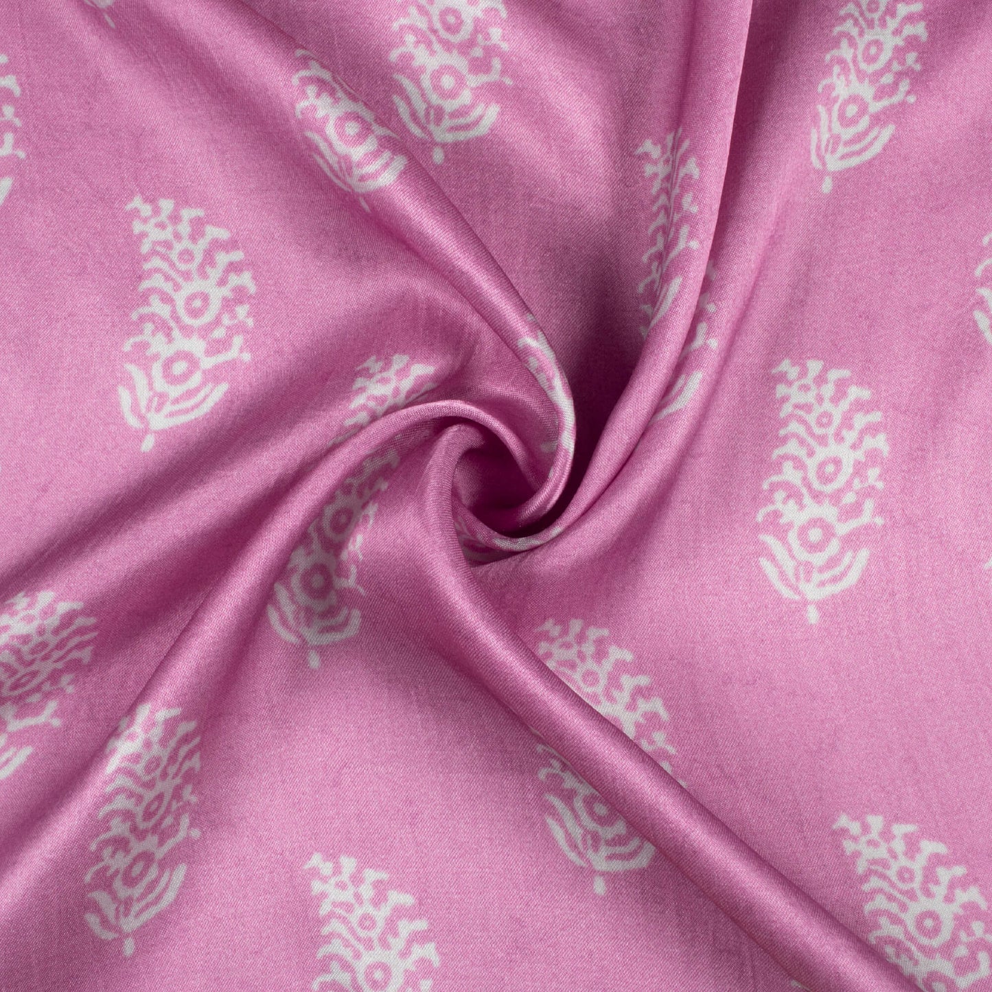 Hippie Pink And White Booti Pattern Digital Print Viscose Gaji Silk Fabric