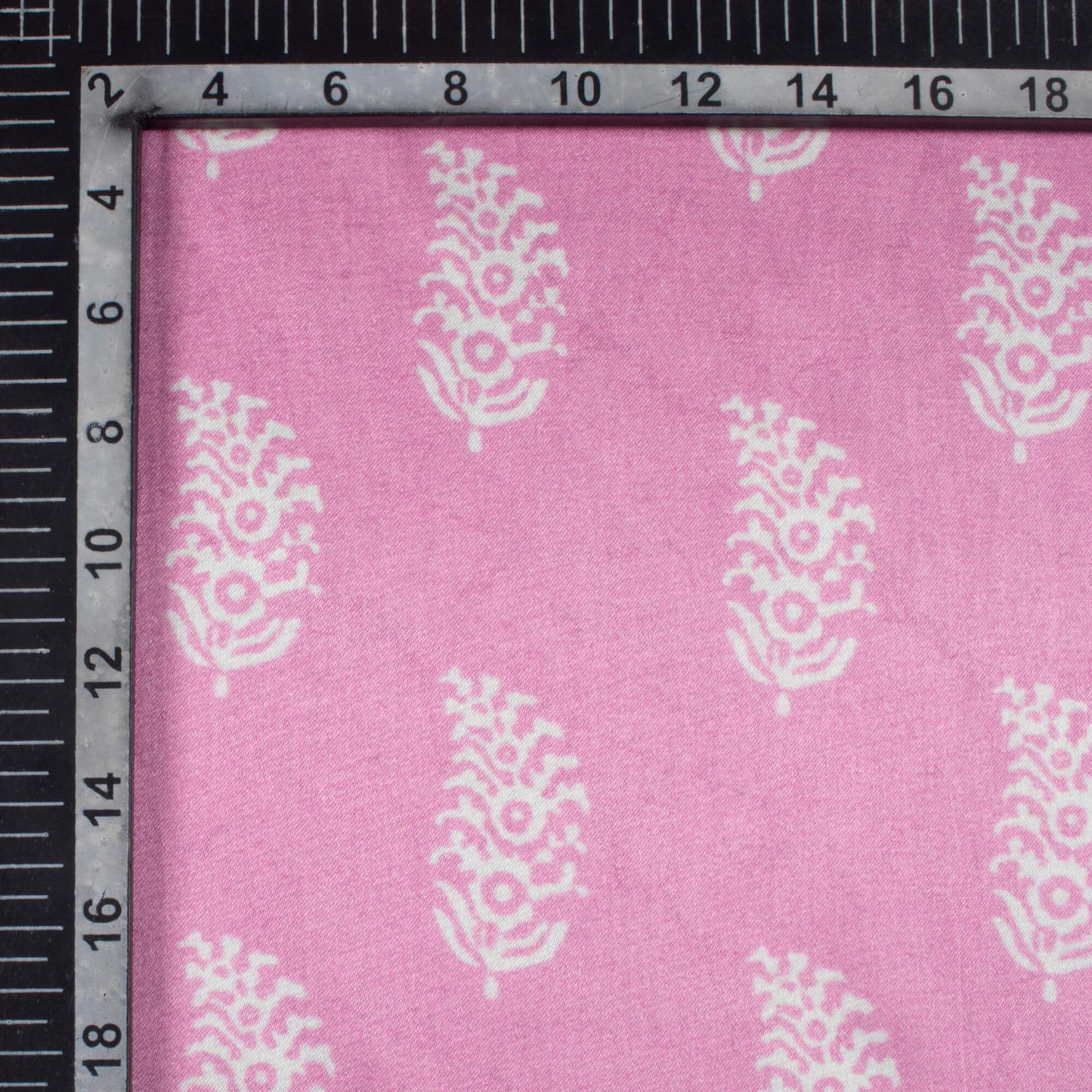 Hippie Pink And White Booti Pattern Digital Print Viscose Gaji Silk Fabric