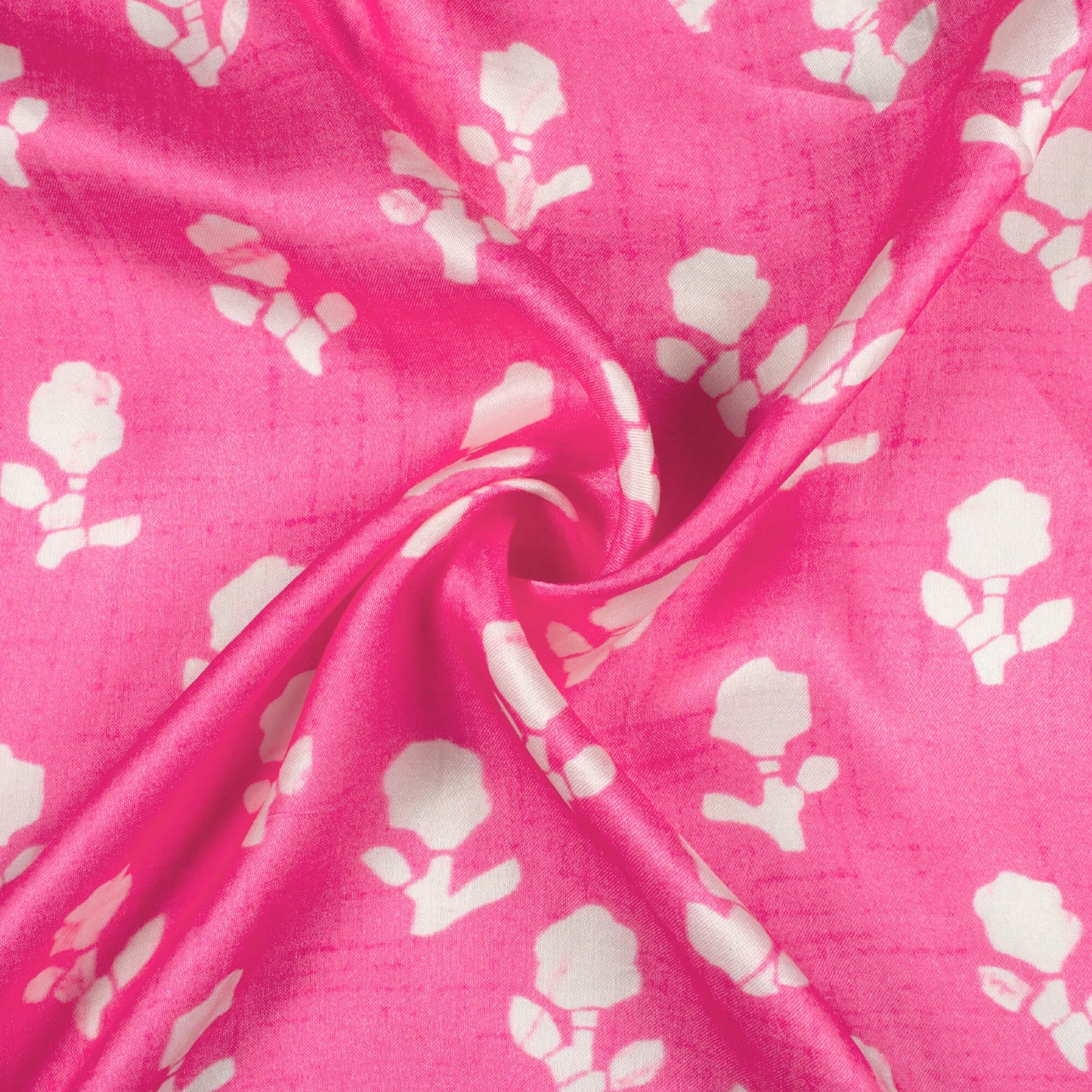 Dark Pink And White Booti Pattern Digital Print Viscose Gaji Silk Fabric