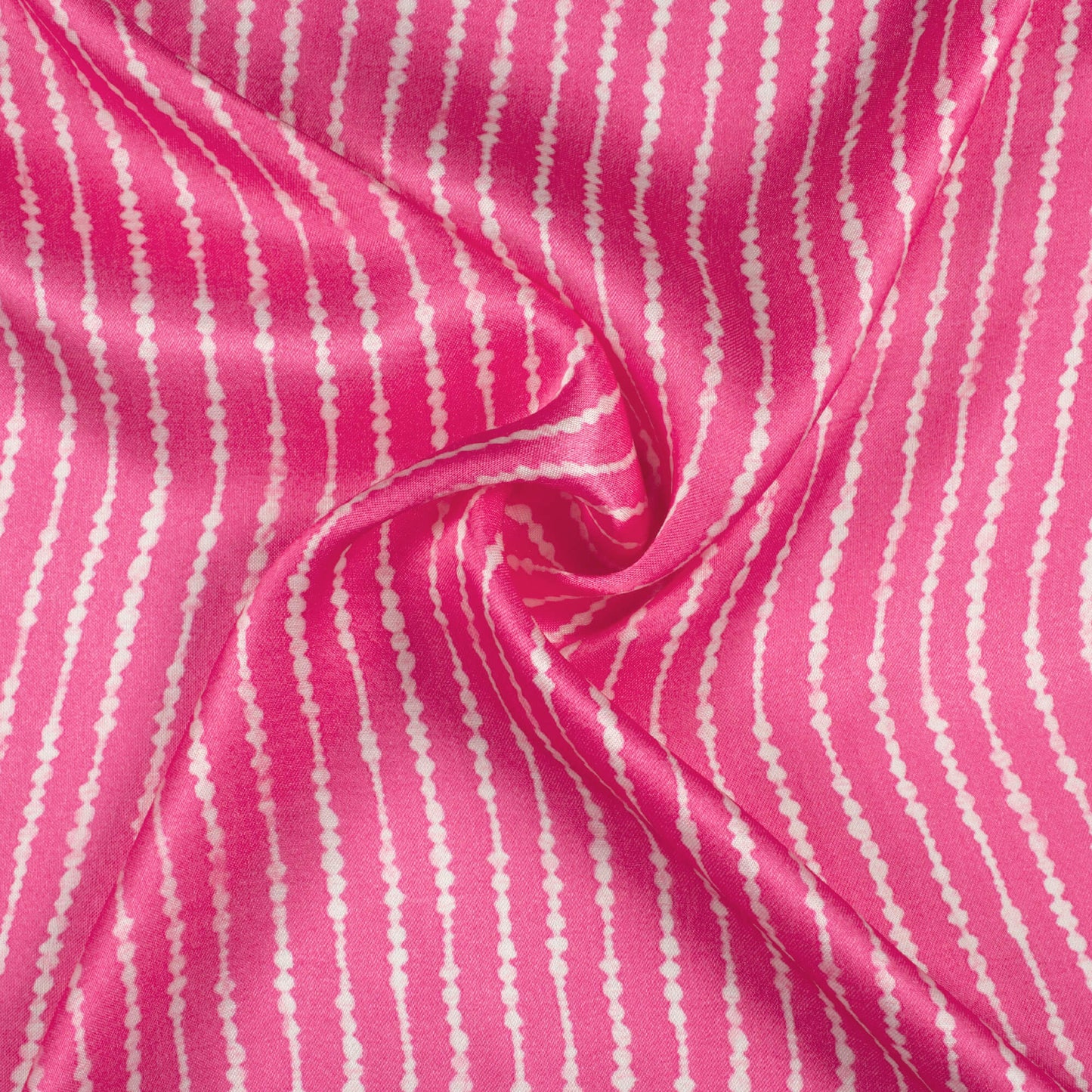 Dark Pink And White Stripes Pattern Digital Print Viscose Gaji Silk Fabric