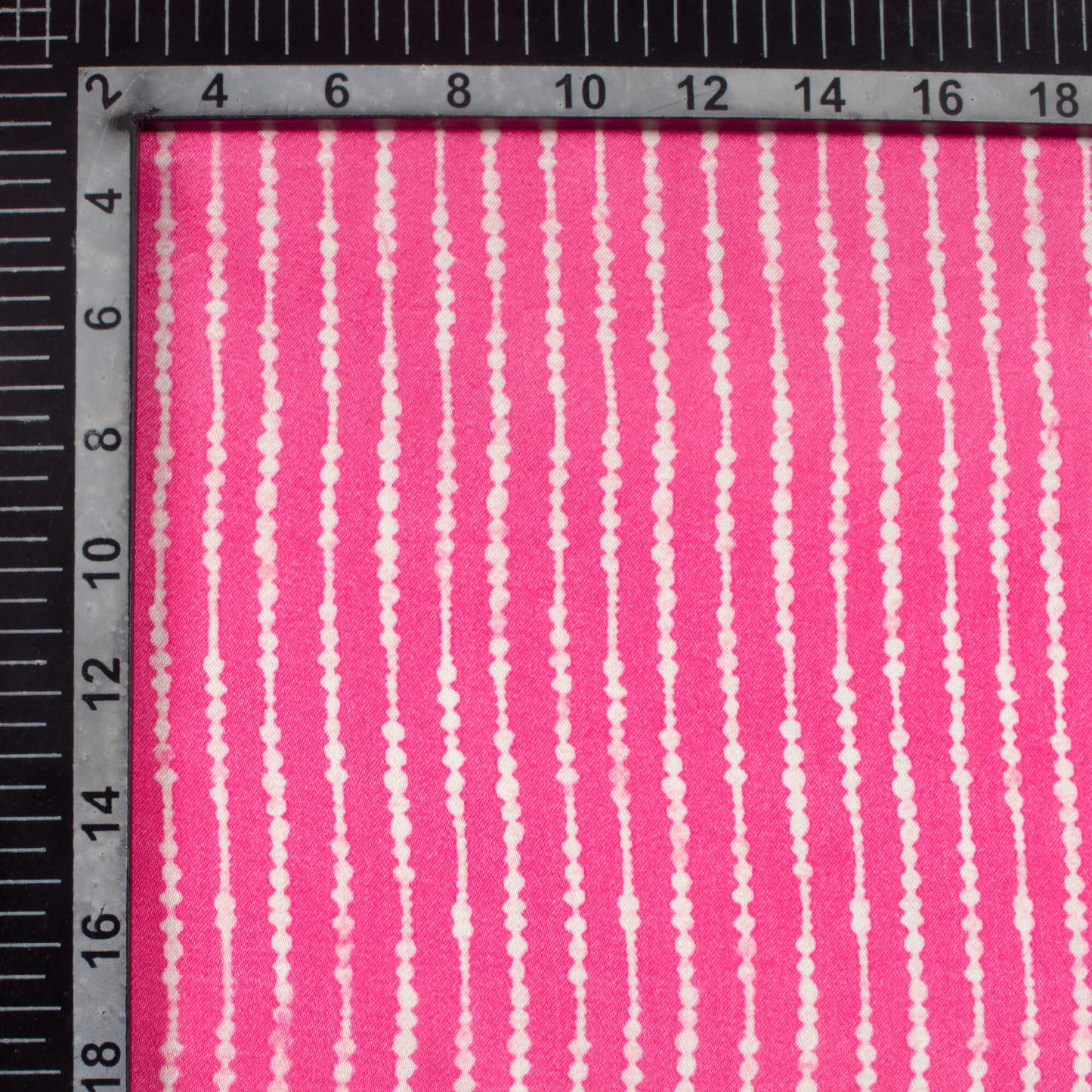 Dark Pink And White Stripes Pattern Digital Print Viscose Gaji Silk Fabric