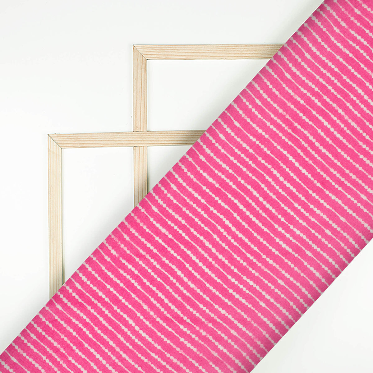 Dark Pink And White Stripes Pattern Digital Print Viscose Gaji Silk Fabric