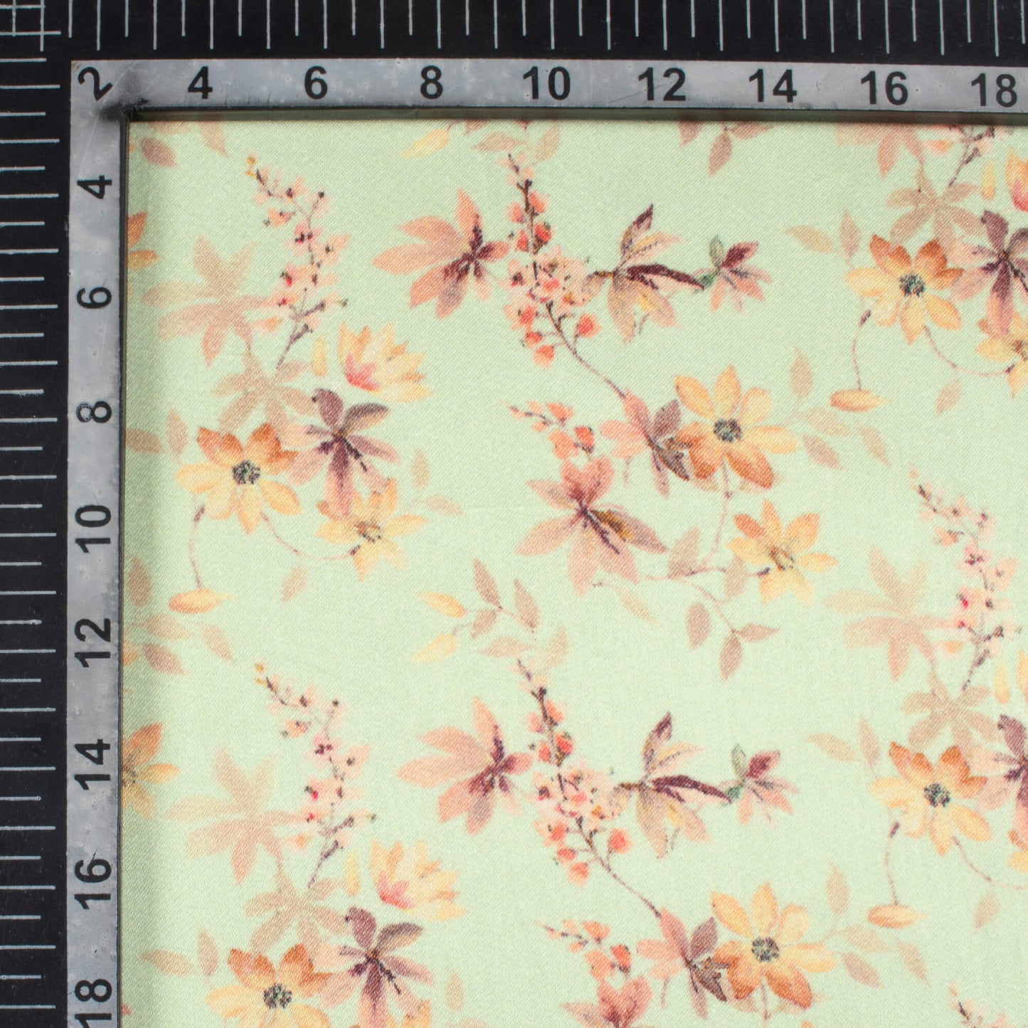 Tea Green And Careys Pink Floral Pattern Digital Print Viscose Gaji Silk Fabric