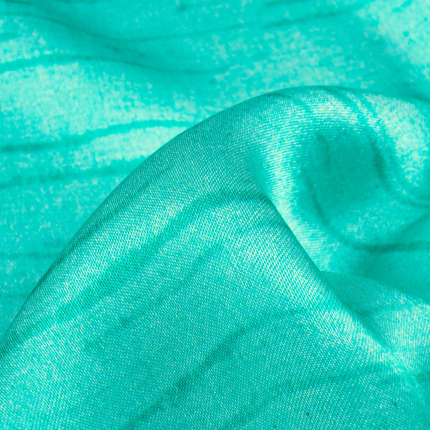 Sea Green Texture Pattern Digital Print Viscose Gaji Silk Fabric