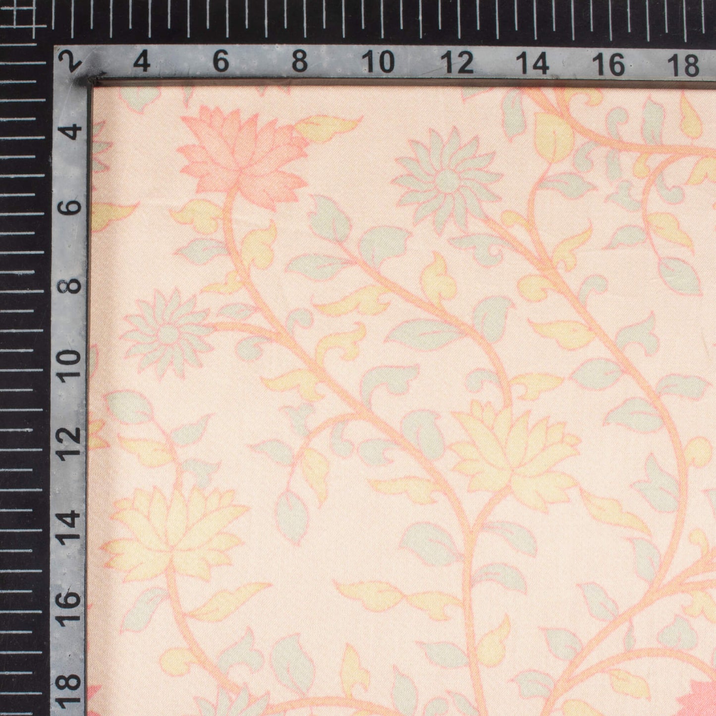Pale Orange And Pink Floral Pattern Digital Print Viscose Gaji Silk Fabric
