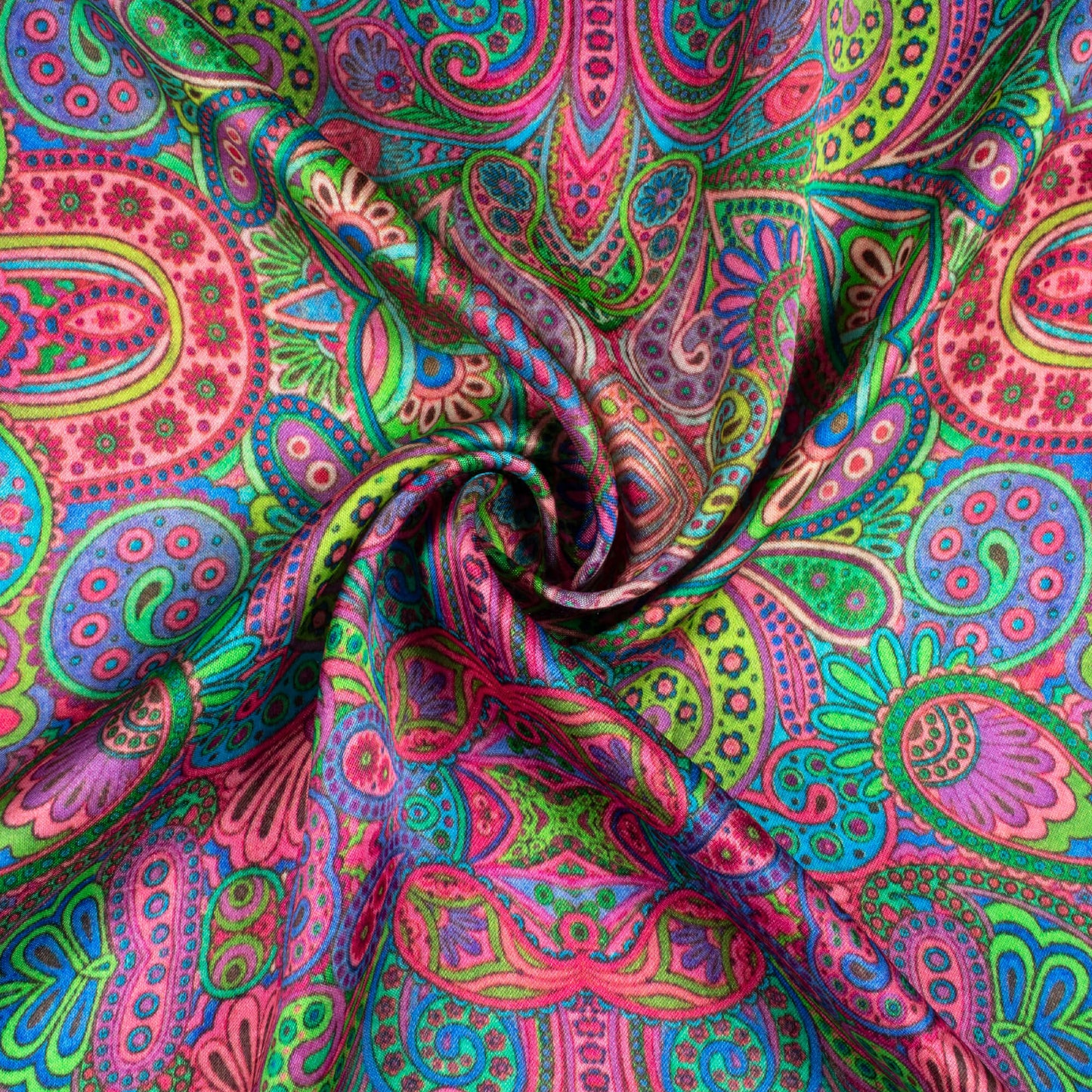 Multi-Color Paisley Pattern Digital Print Viscose Gaji Silk Fabric