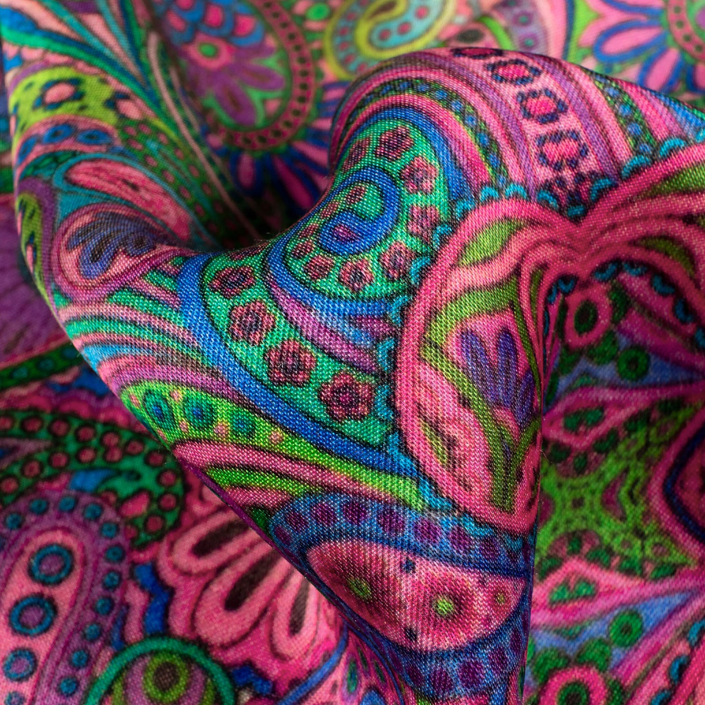 Multi-Color Paisley Pattern Digital Print Viscose Gaji Silk Fabric