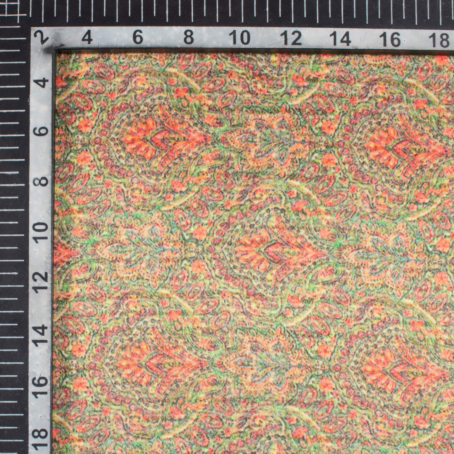 Green And Pink Ethnic Pattern Digital Print Viscose Gaji Silk Fabric