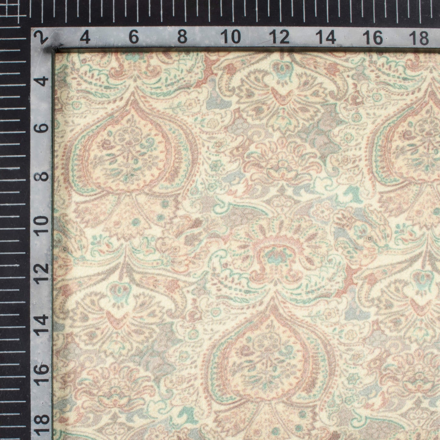 Cream and Brown Ethnic Pattern Digital Print Viscose Gaji Silk Fabric