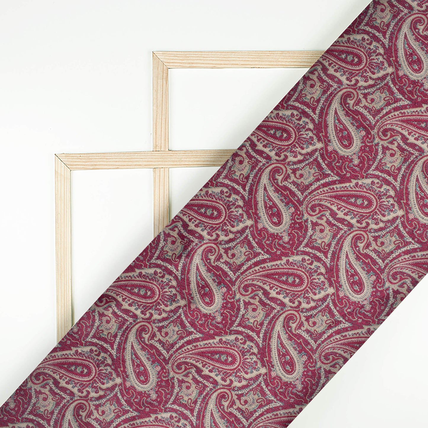Mulberry Purple And Tea Green Paisley Pattern Digital Print Viscose Gaji Silk Fabric