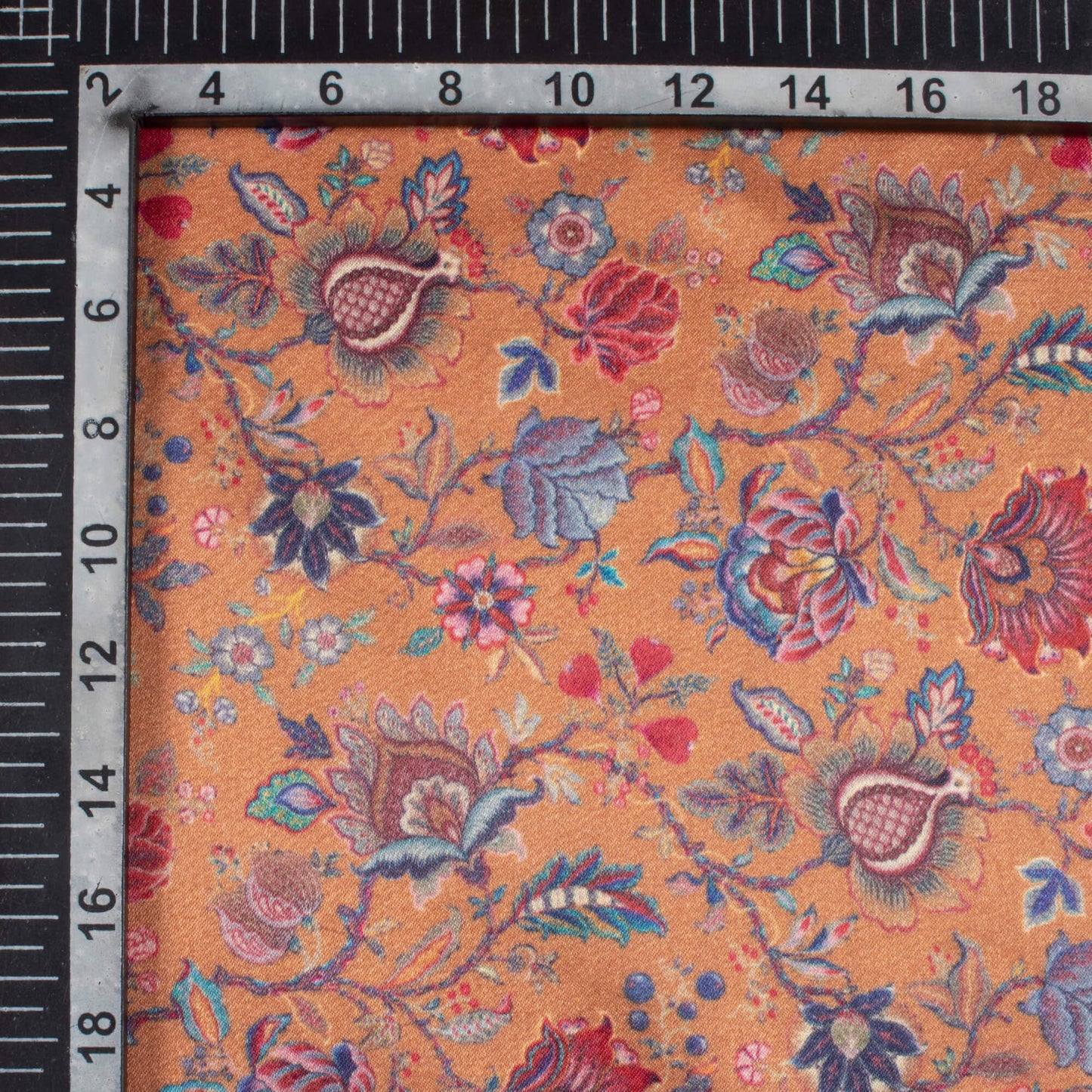 Sepia Brown And Deep Pink Floral Pattern Digital Print Viscose Gaji Silk Fabric