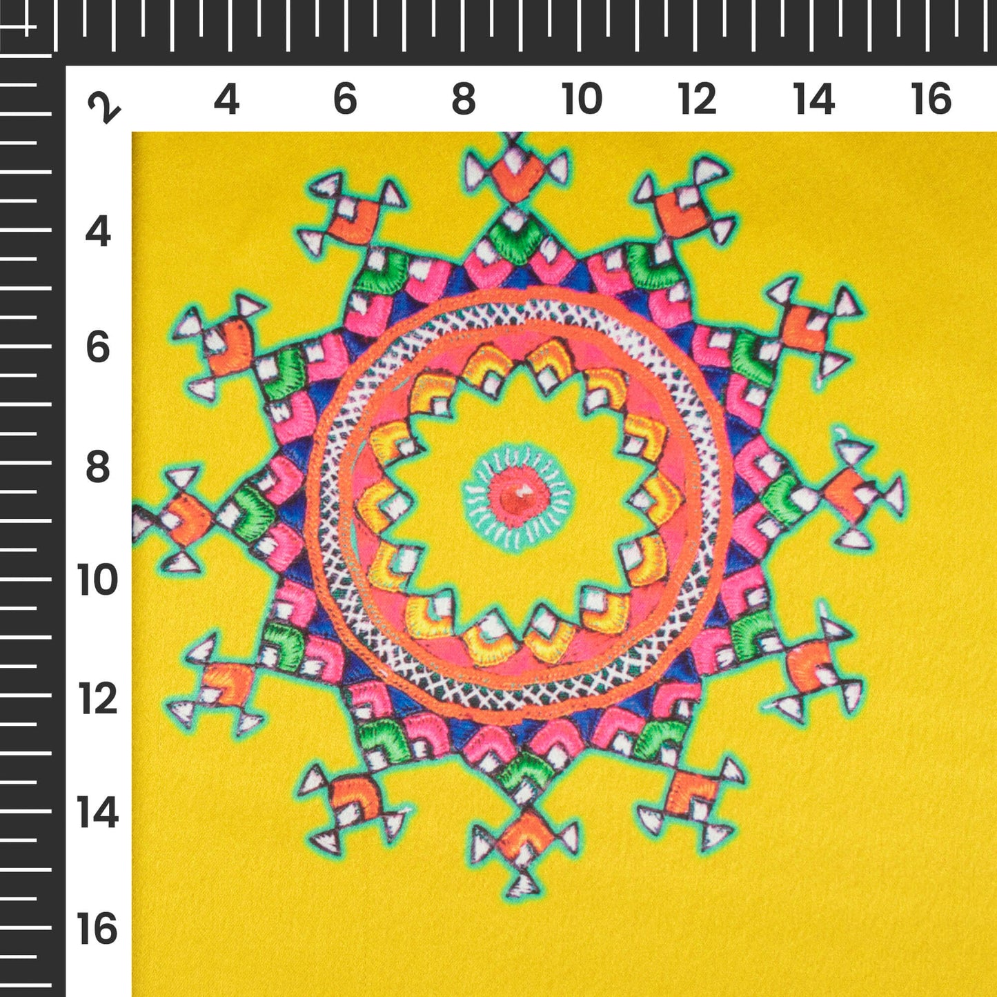 Bumblebee Yellow And Hot Pink Gamthee Pattern Digital Print Japan Satin Fabric
