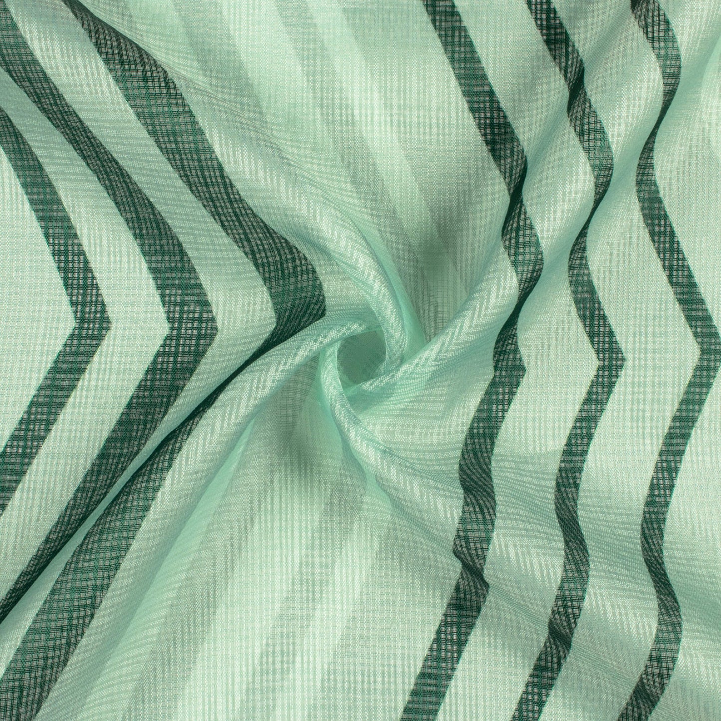Sacramento Green And Tea Green Chevron Pattern Digital Print Kota Doria Fabric