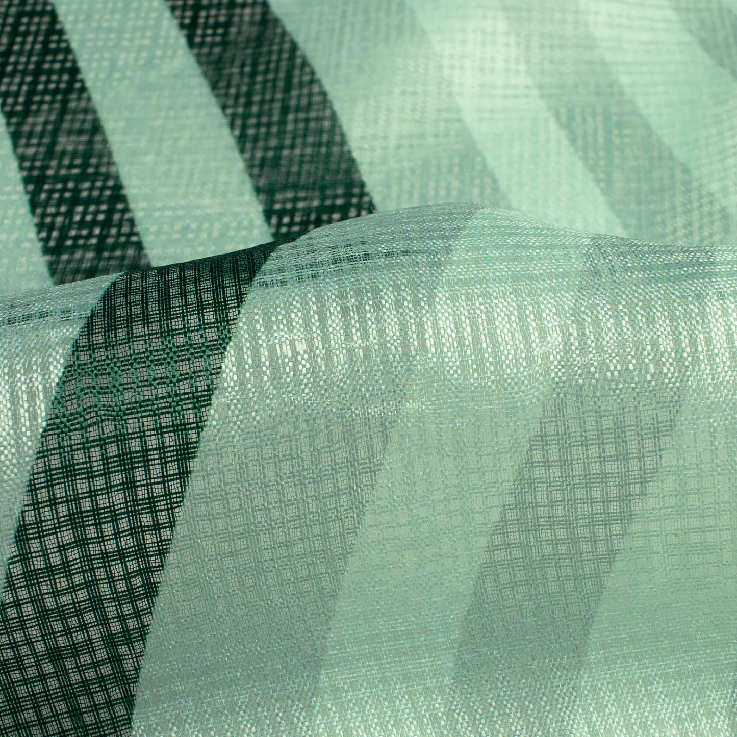 Sacramento Green And Tea Green Chevron Pattern Digital Print Kota Doria Fabric