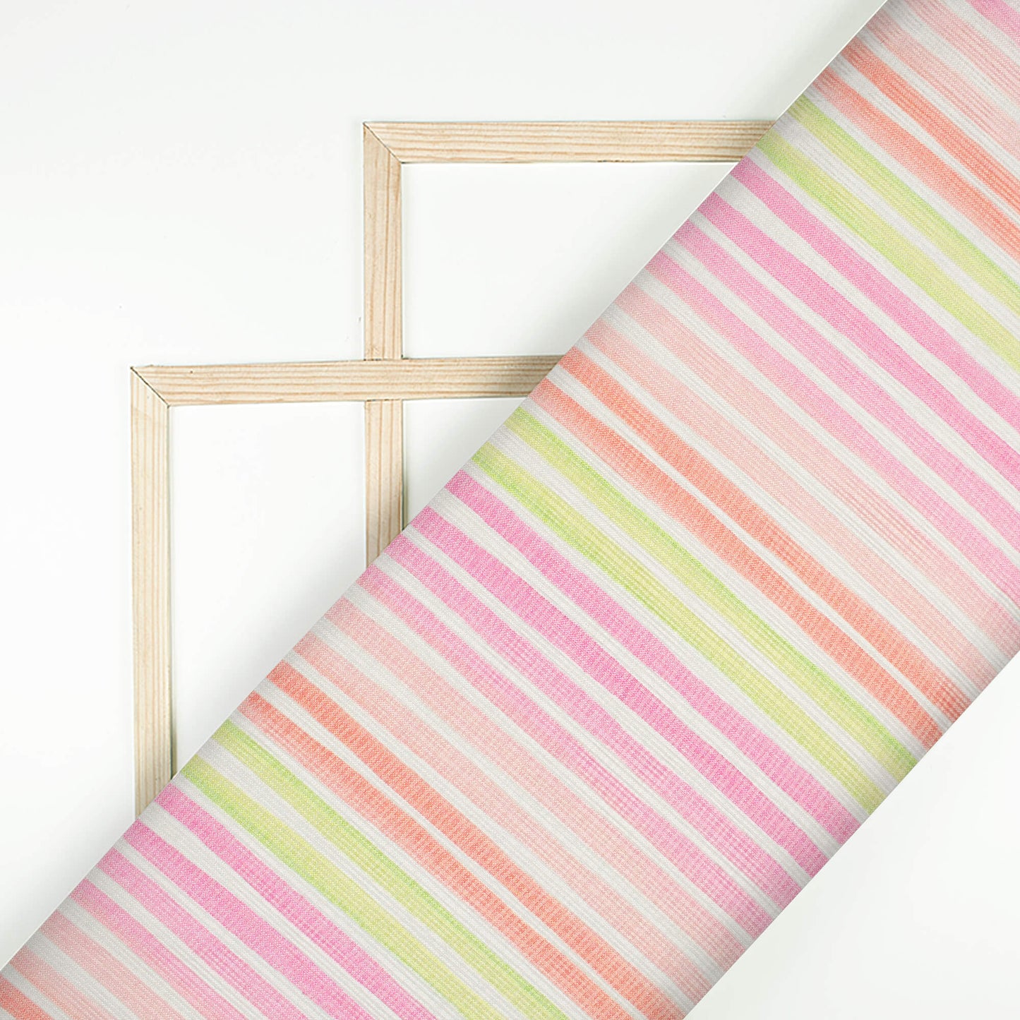 Taffy Pink And Red Stripes Pattern Digital Print Kota Doria Fabric