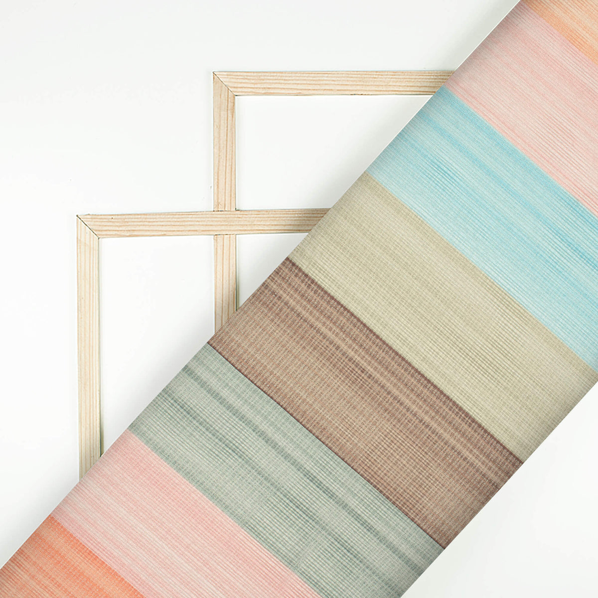 Multi-Color Stripes Pattern Digital Print Kota Doria Fabric