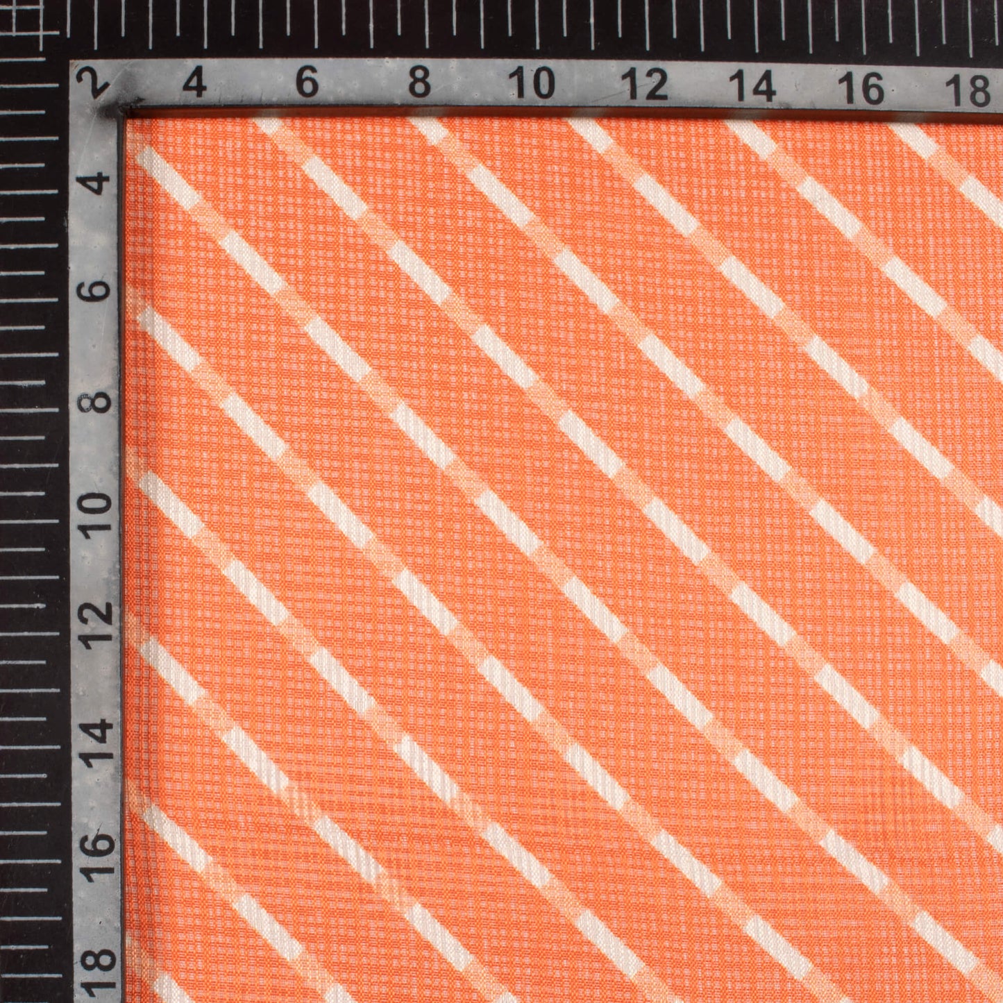 Orange And White Bandhanii Pattern Digital Print Kota Doria Fabric