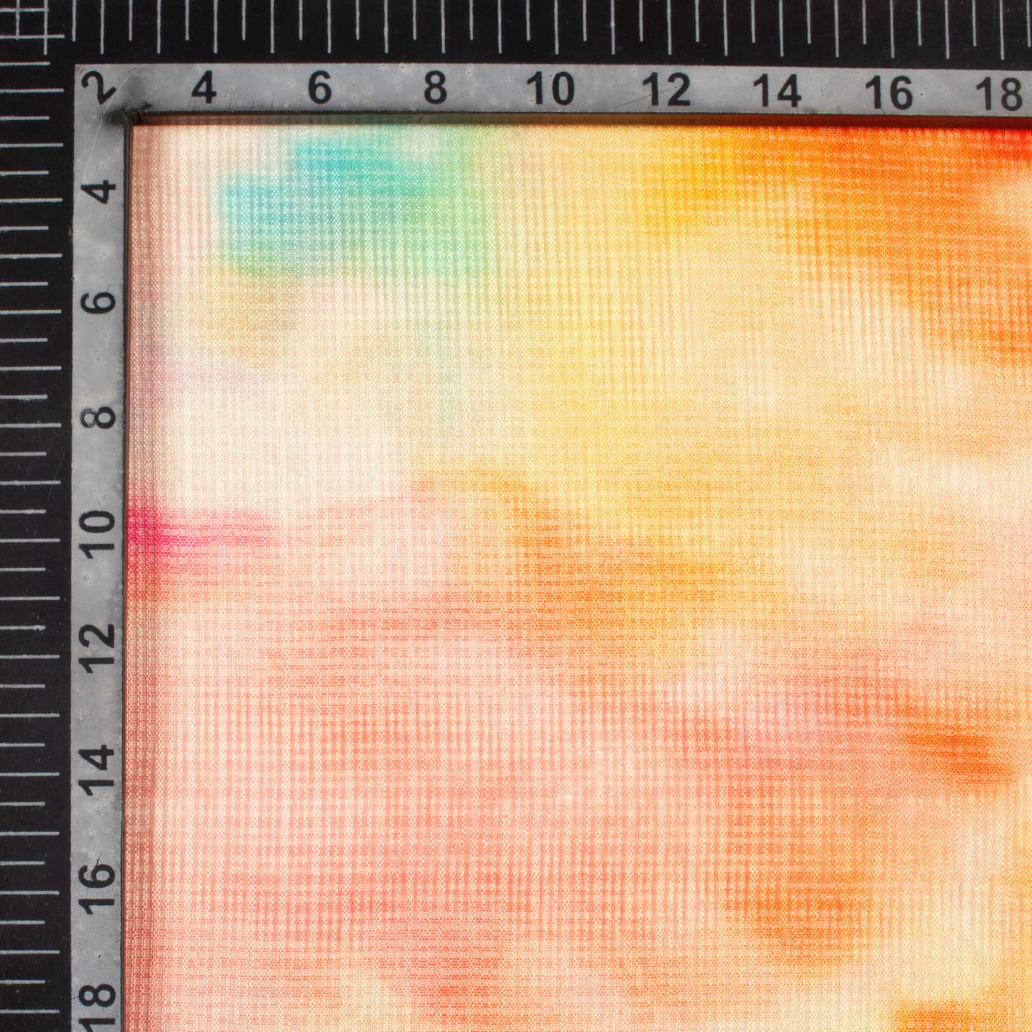 Blush Red And Fire Orange Tye And Dye Pattern Digital Print Kota Doria Fabric