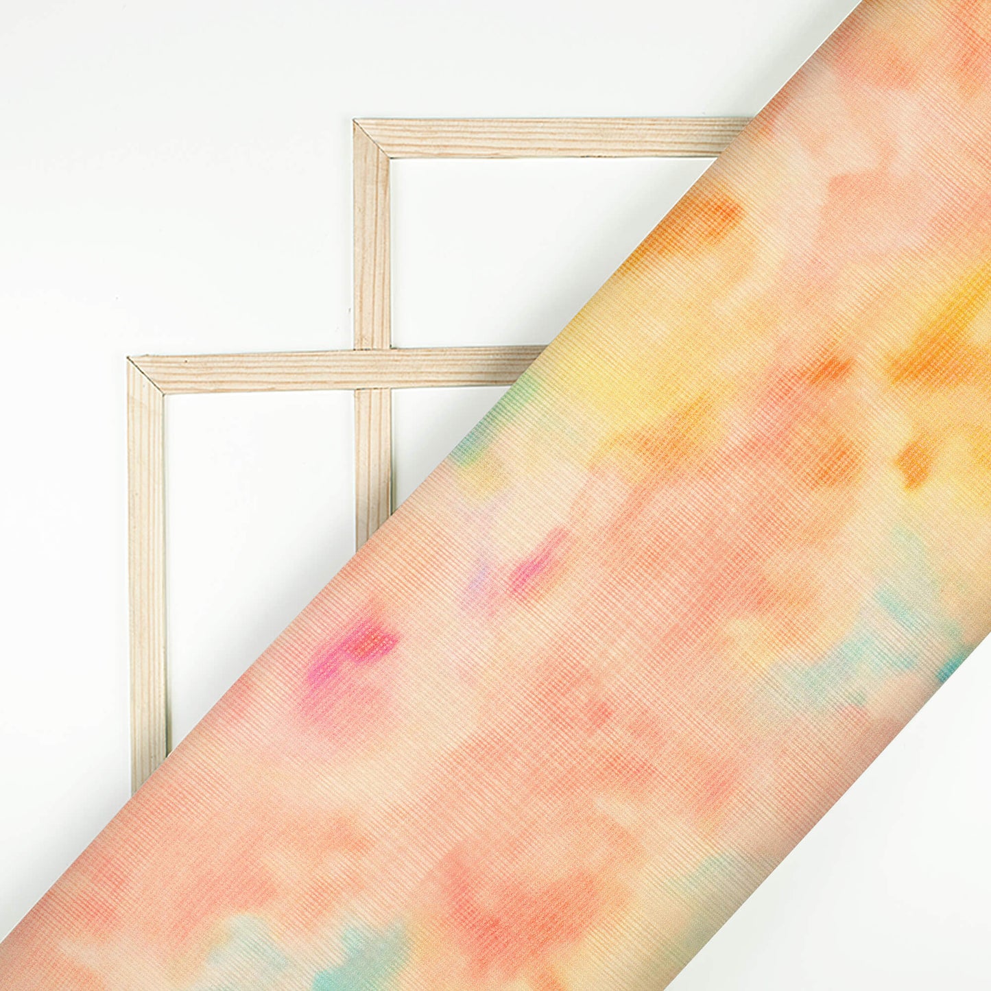 Blush Red And Fire Orange Tye And Dye Pattern Digital Print Kota Doria Fabric