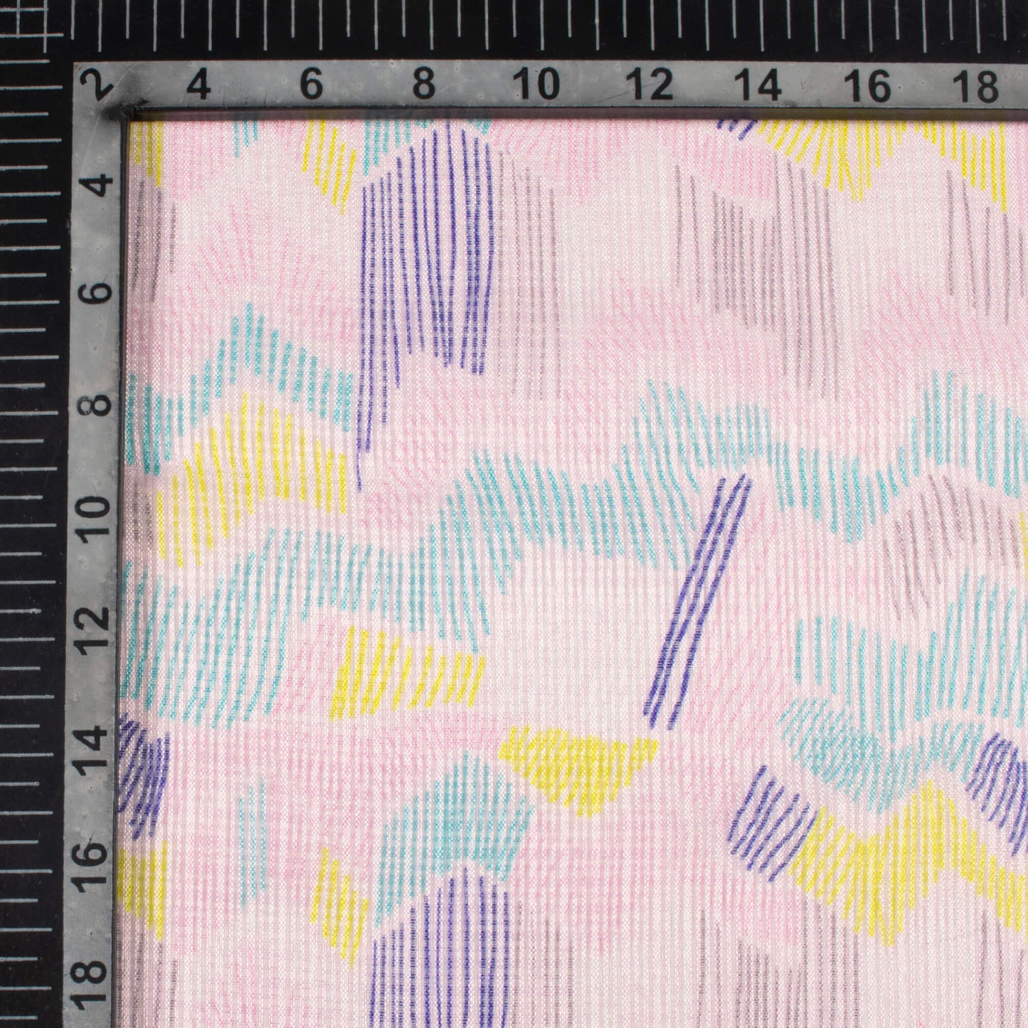Pastel Pink And Purple Leaf Pattern Digital Print Kota Doria Fabric