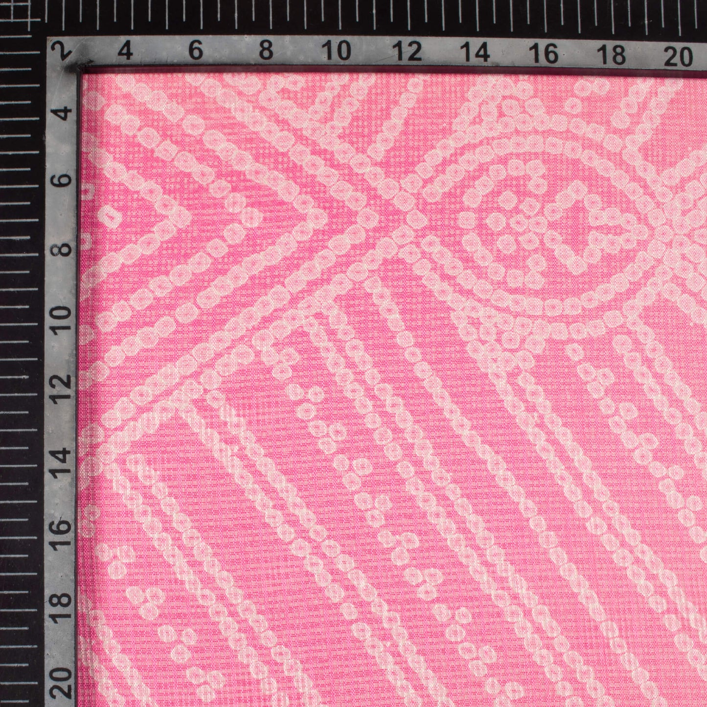 Bumblebee Yellow And Taffy Pink Bandhani Pattern Digital Print Kota Doria Fabric