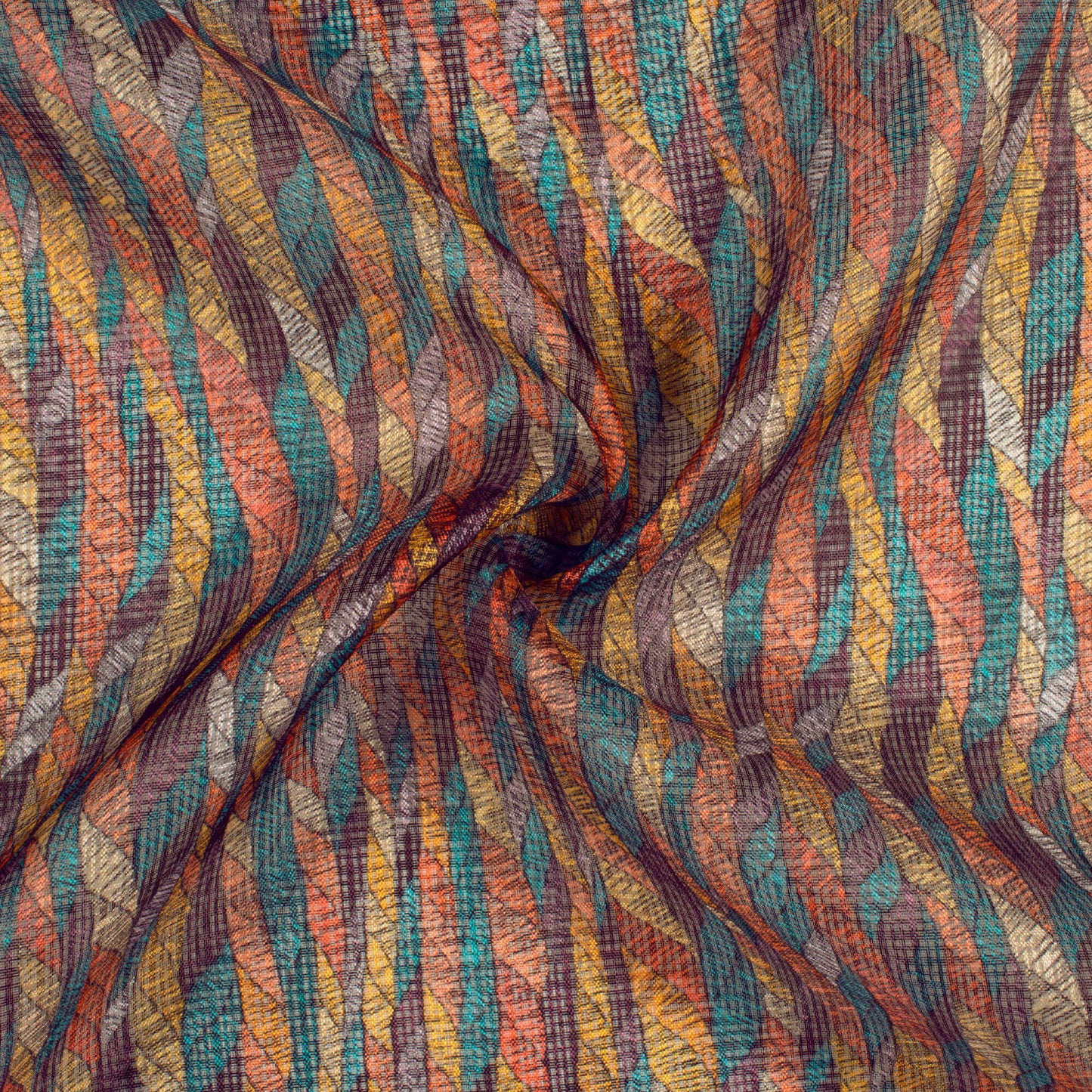 Multi-Color Abstract Pattern Digital Print Kota Doria Fabric
