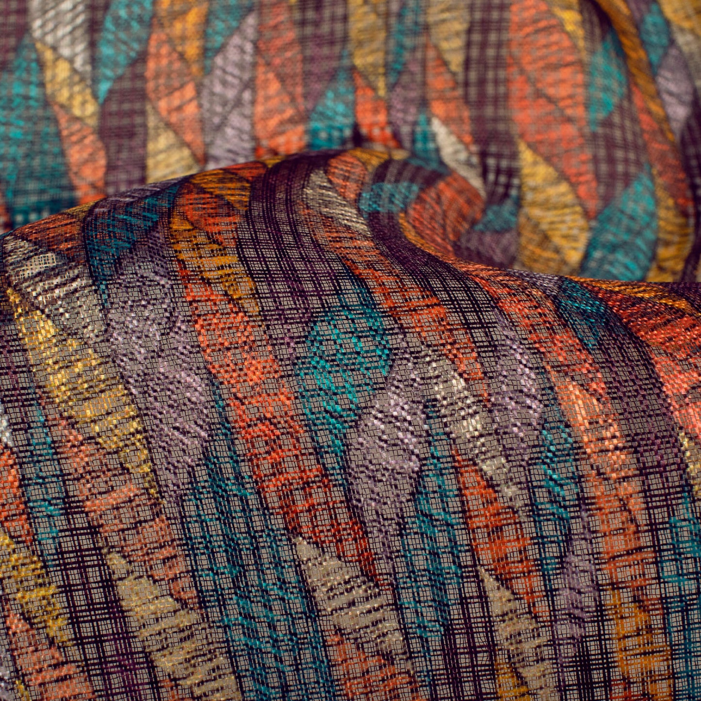 Multi-Color Abstract Pattern Digital Print Kota Doria Fabric