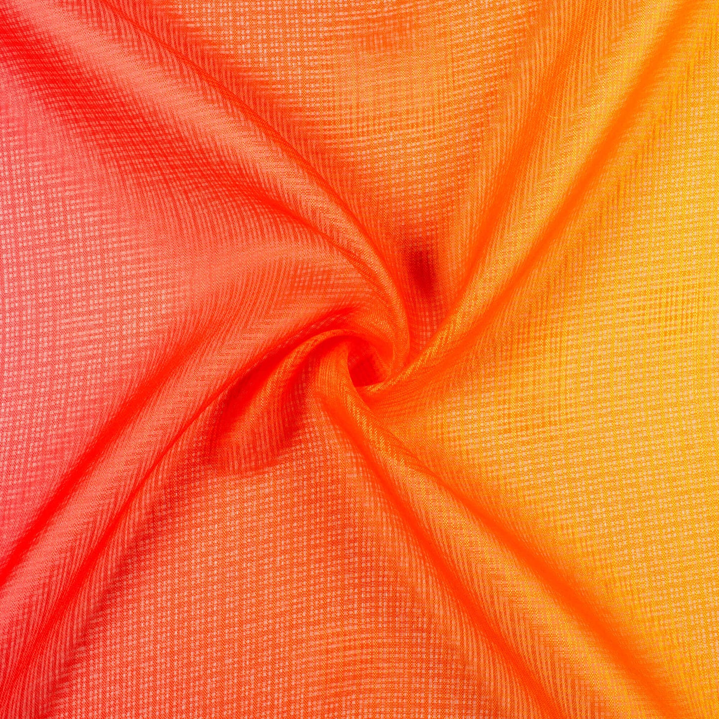 Royal Orange And Creamy Pink Ombre Pattern Digital Print Kota Doria Fabric