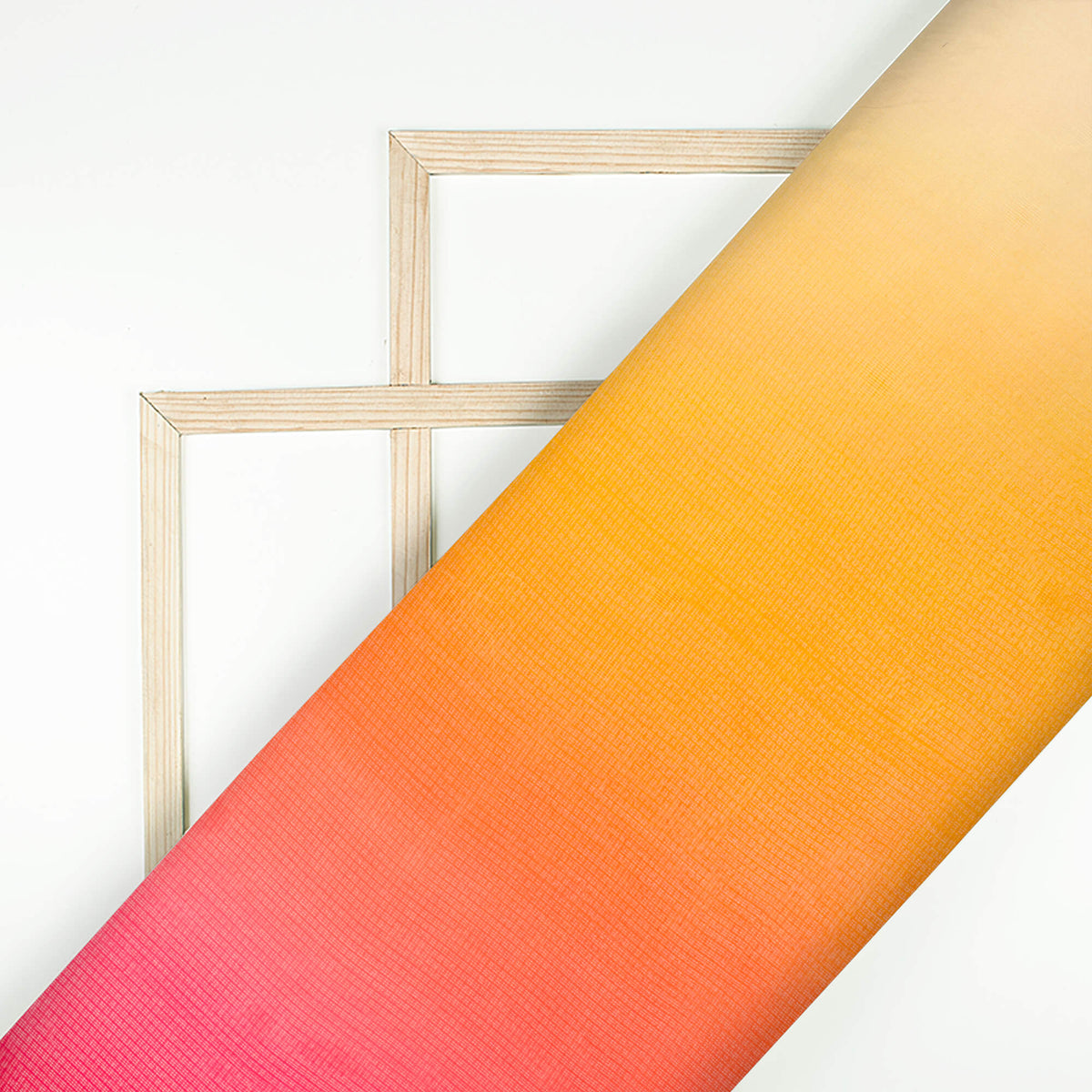 Royal Orange And Creamy Pink Ombre Pattern Digital Print Kota Doria Fabric