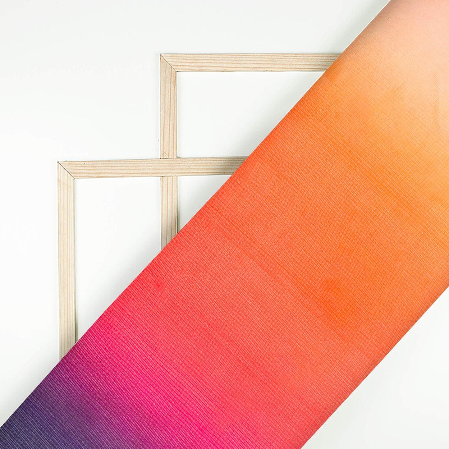 Orange And Blue Ombre Pattern Digital Print Kota Doria Fabric