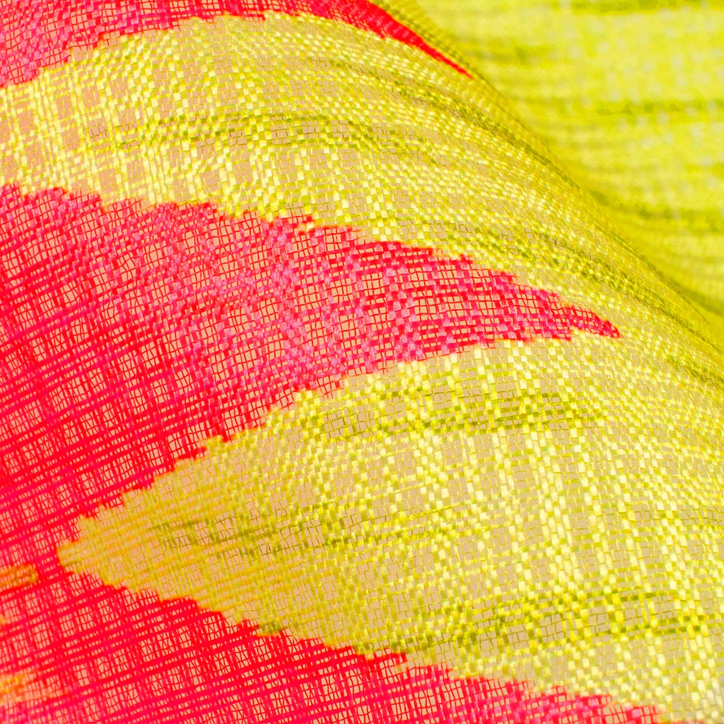 Pineapple Yellow And Dark Pink Daman Pattern Digital Print Kota Doria Fabric