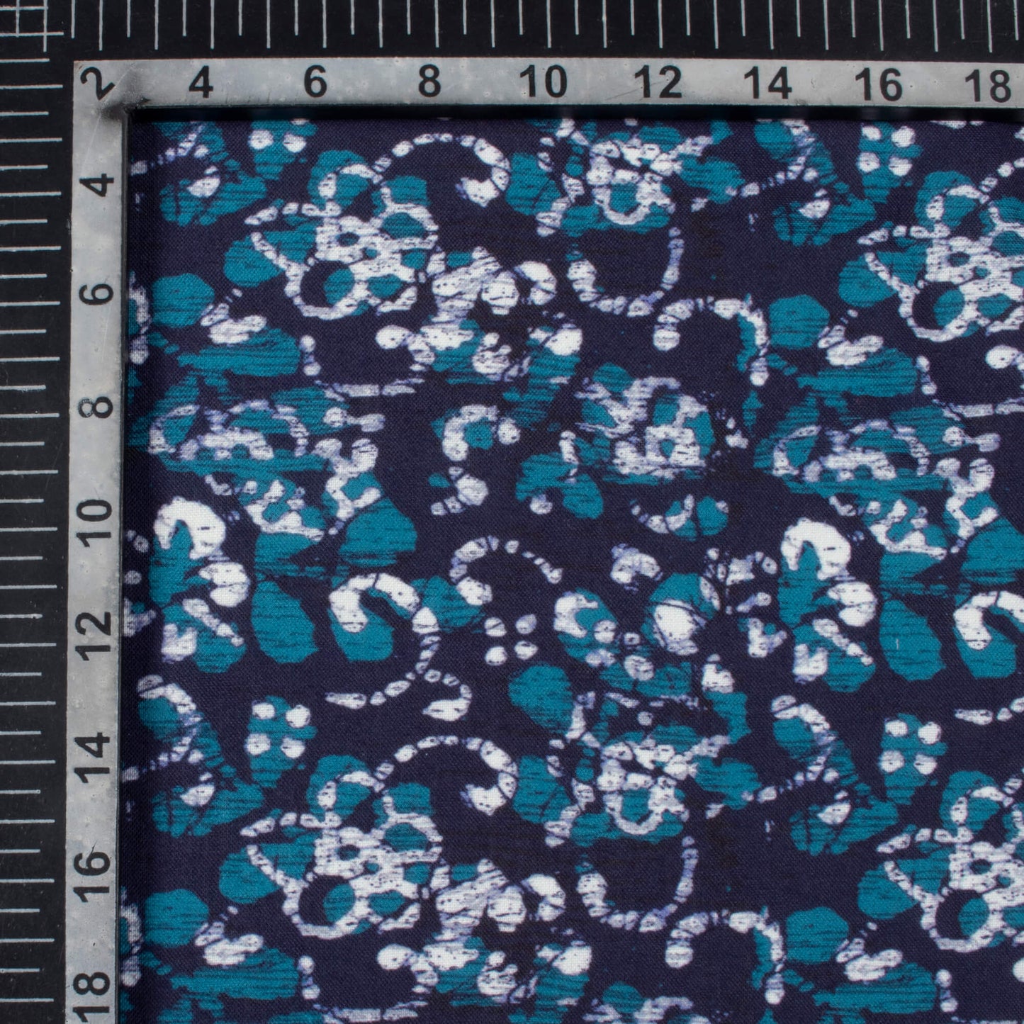 Blue And White Indiigo Pattern Digital Print Rayon Fabric