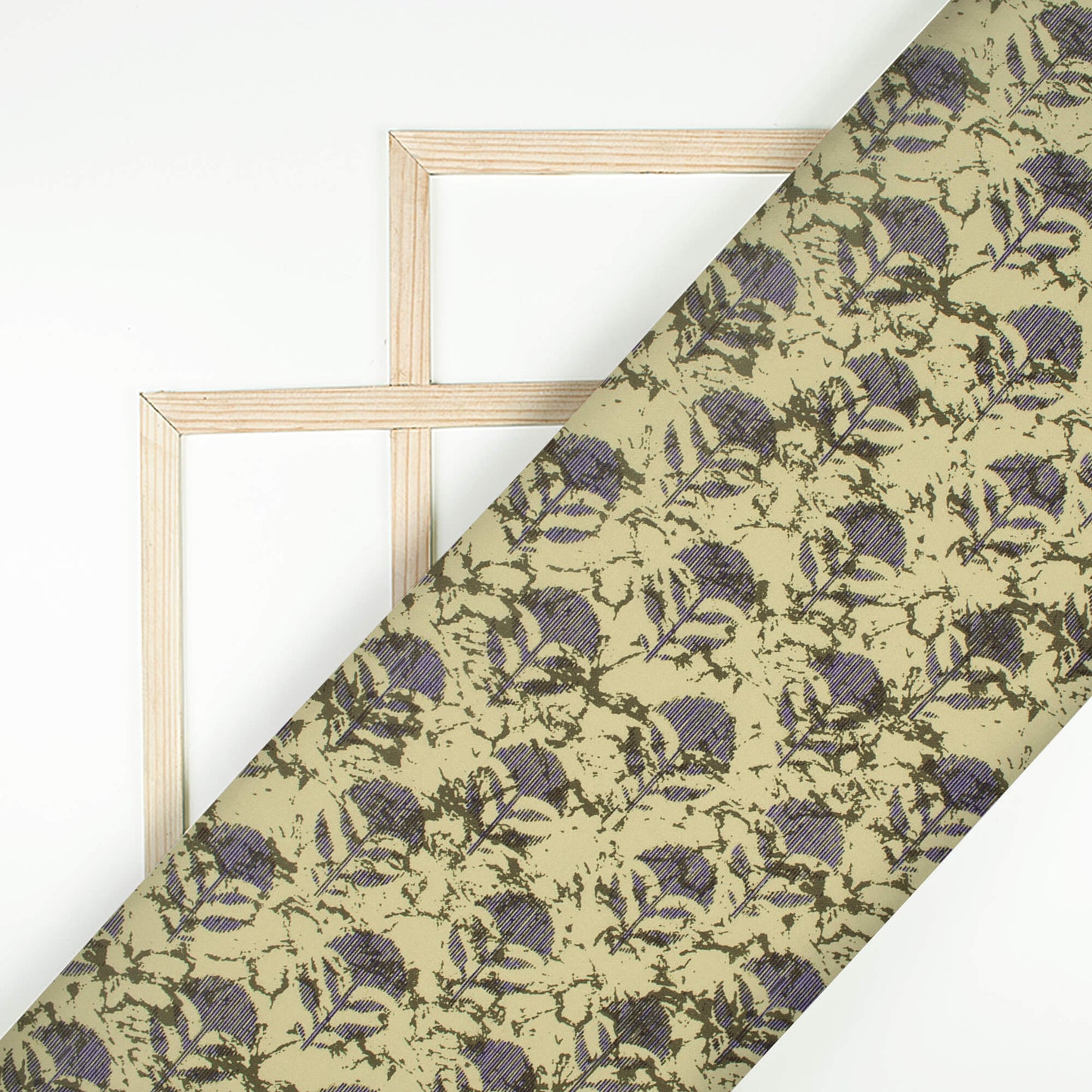 Sand Beige And Lilac Purple Floral Pattern Digital Print Rayon Fabric