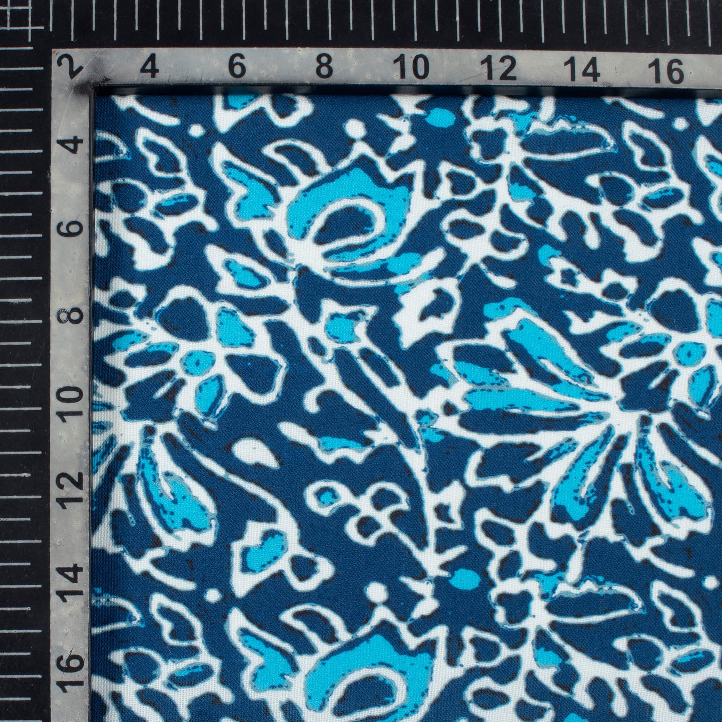 Blue And White Indiigo Pattern Digital Print Rayon Fabric