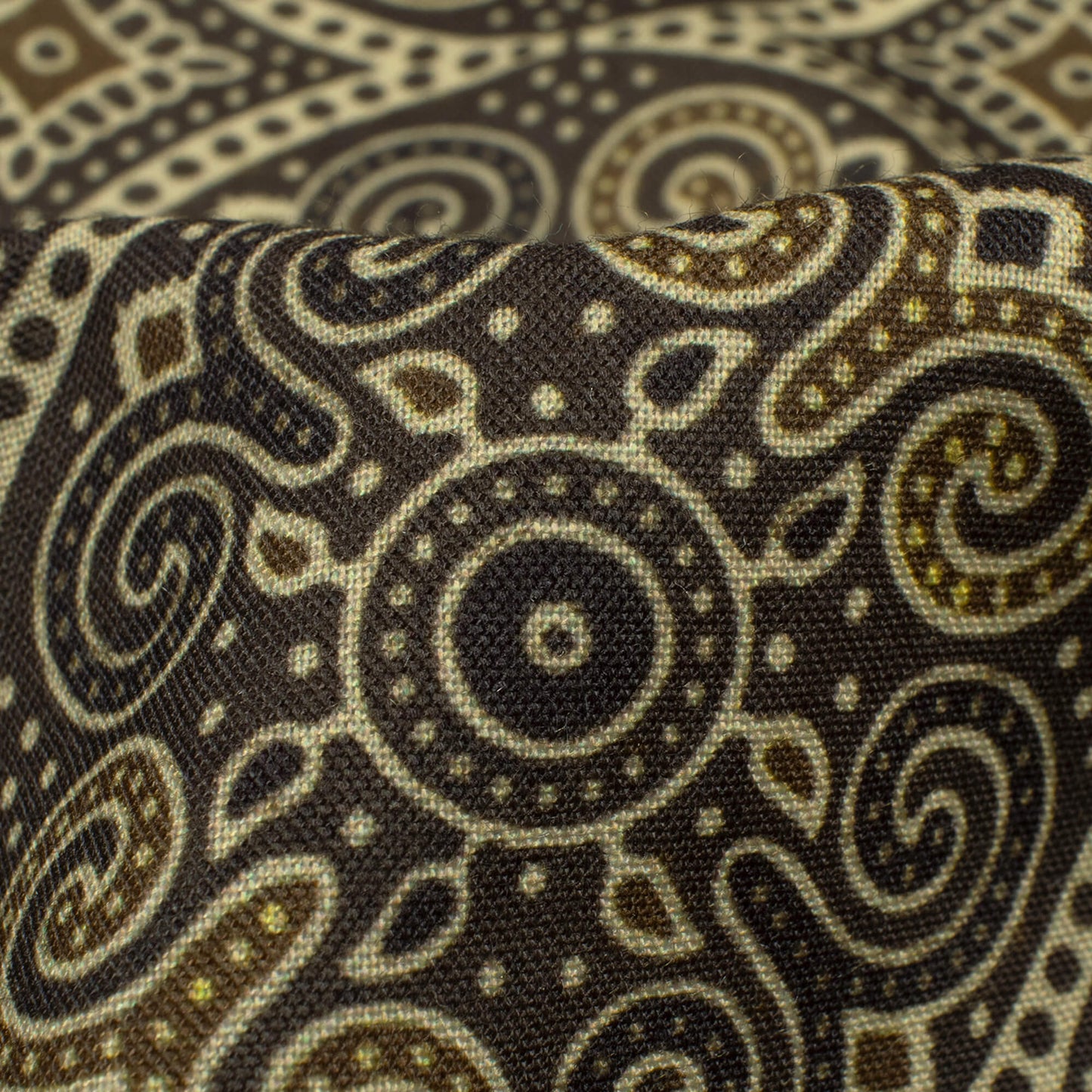 Army Green And Camel Brown Ajrakh Pattern Digital Print Rayon Fabric