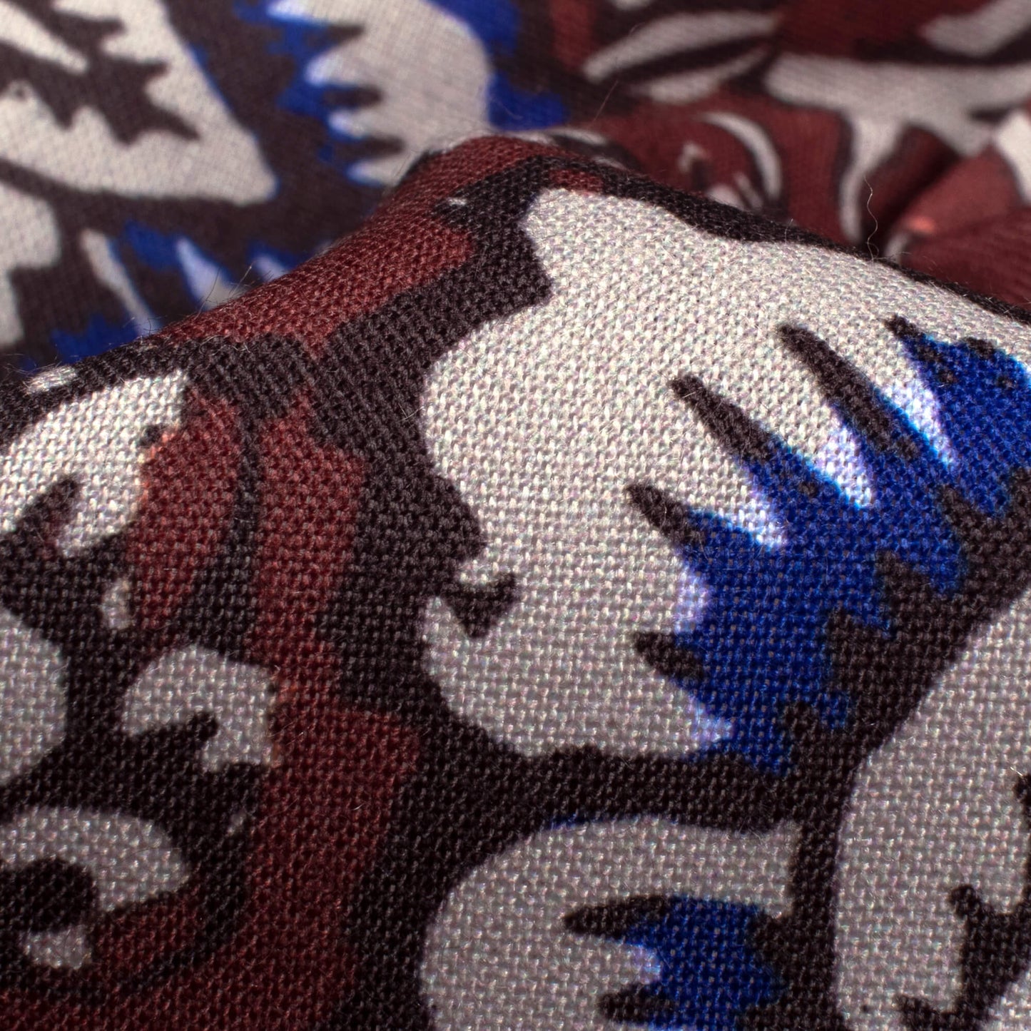 Brunette Brown And Stone Grey Floral Pattern Digital Print Rayon Fabric