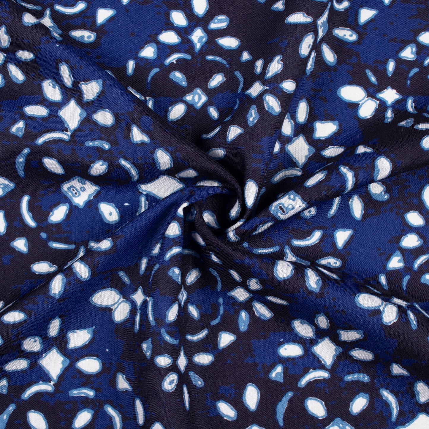 Blue And White Indiigo Pattern Digital Print Rayon Fabric