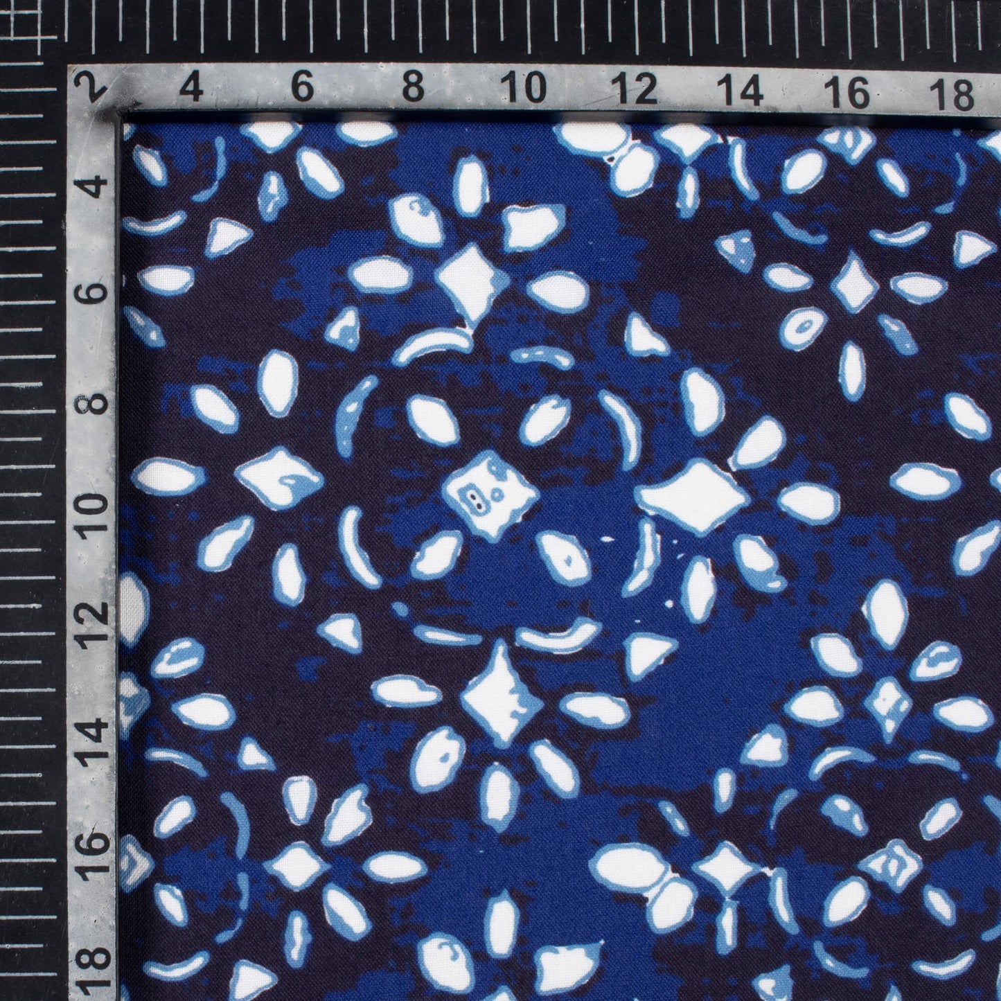 Blue And White Indiigo Pattern Digital Print Rayon Fabric