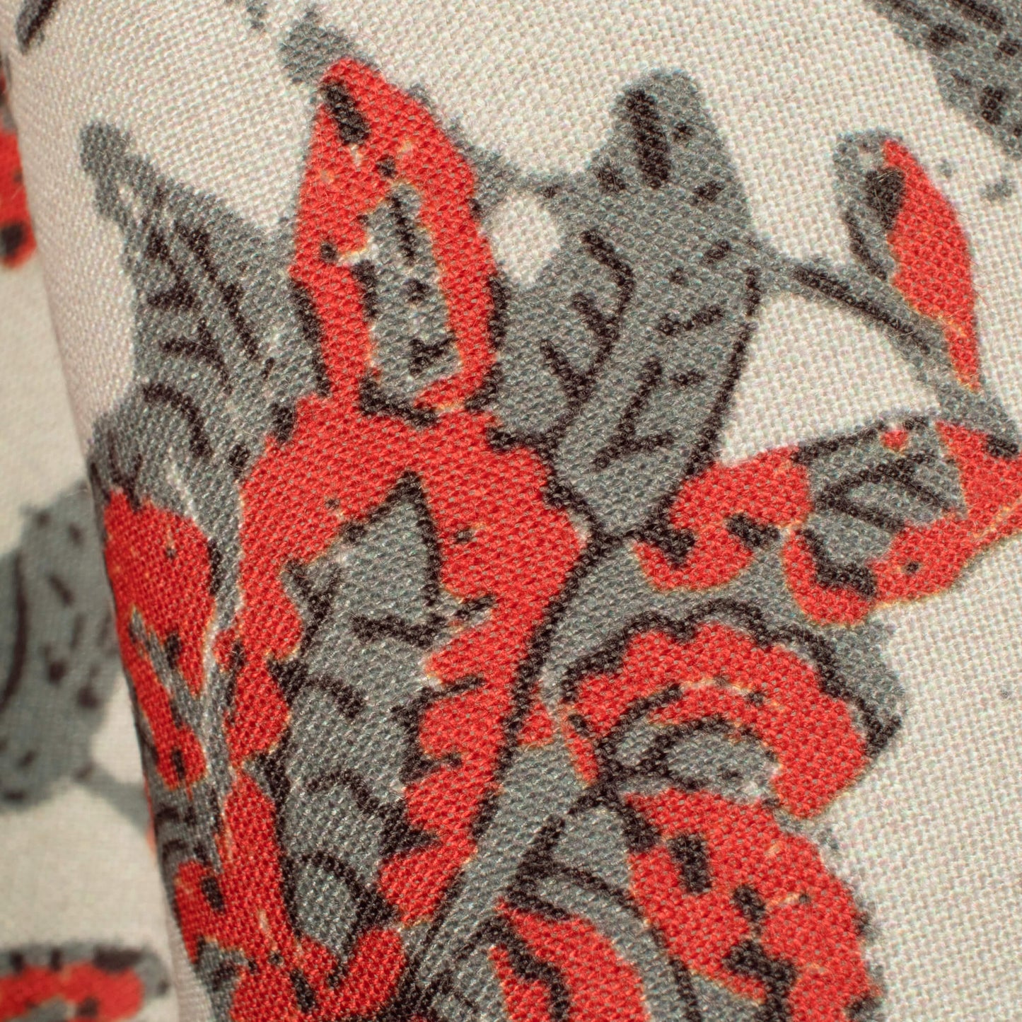 Off White And Sangria Red Floral Pattern Digital Print Rayon Fabric