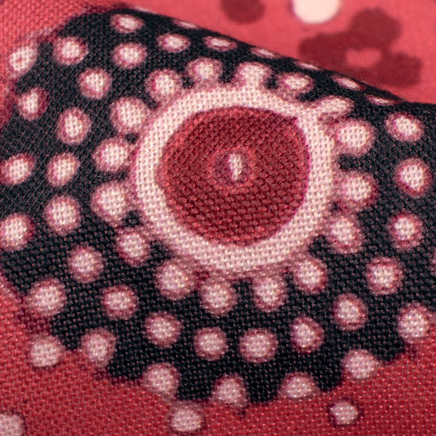 Raspberry Red And Black Traditional Pattern Digital Print Rayon Fabric