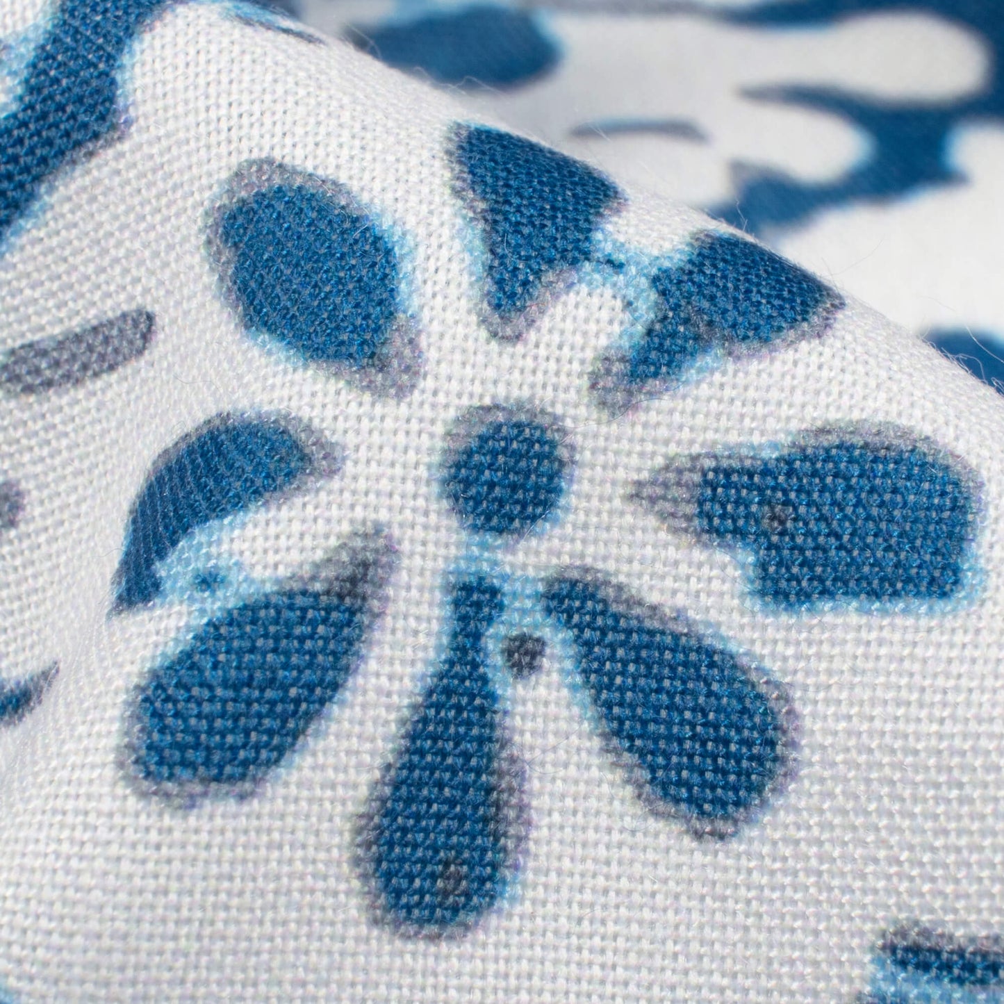 White And Blue Indiigo Pattern Digital Print Rayon Fabric