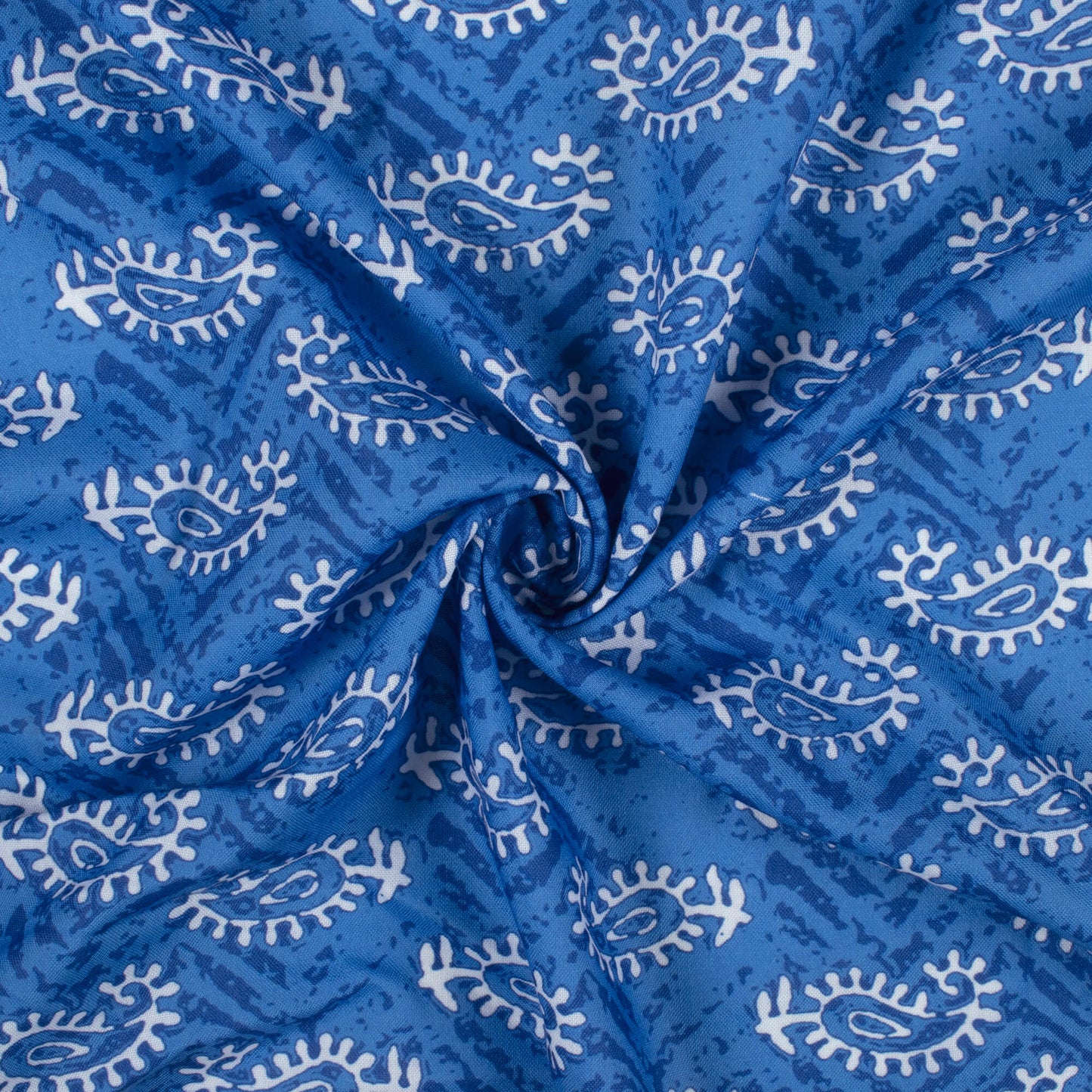 Blue And White Indiigo Pattern Digital Print Rayon Fabric