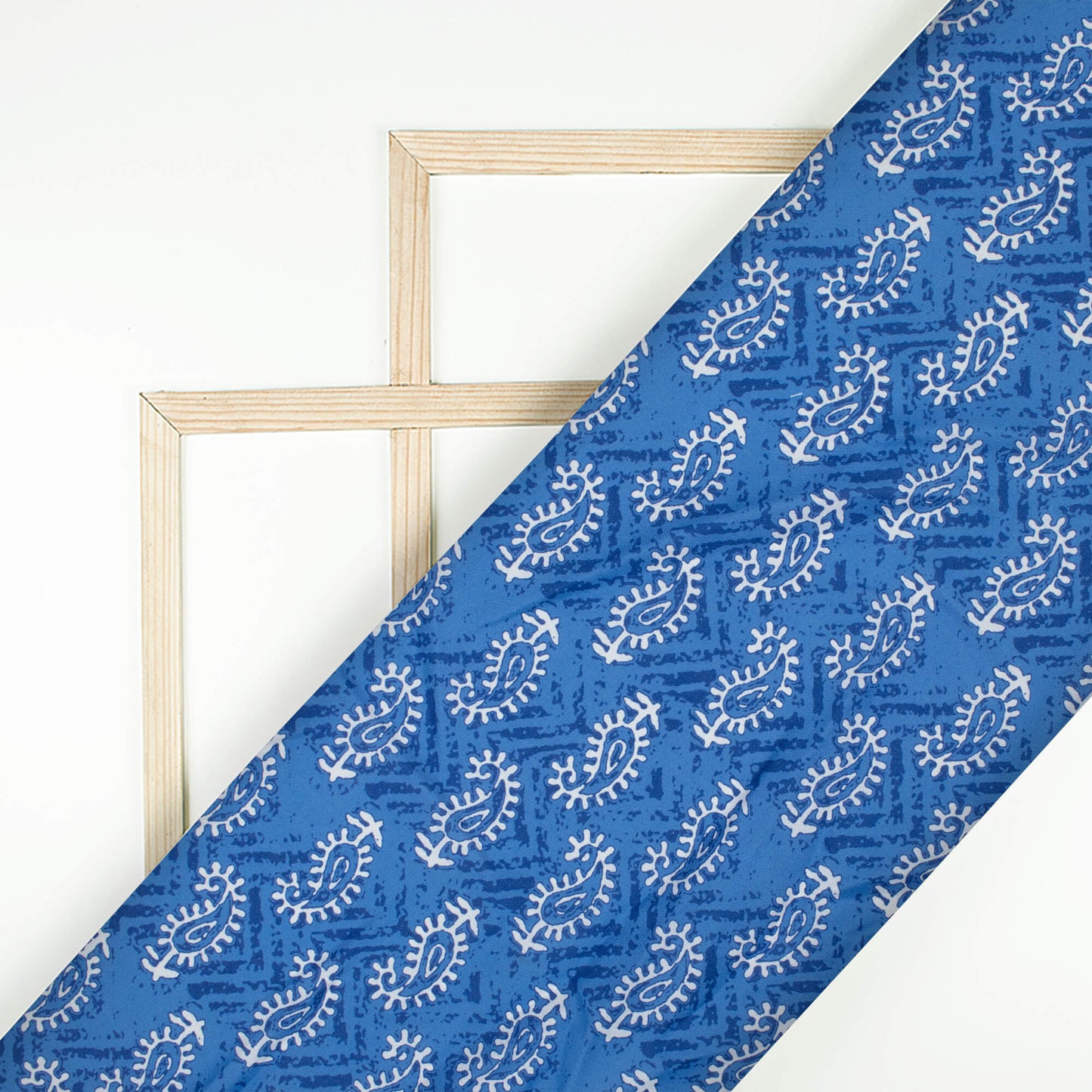 Blue And White Indiigo Pattern Digital Print Rayon Fabric