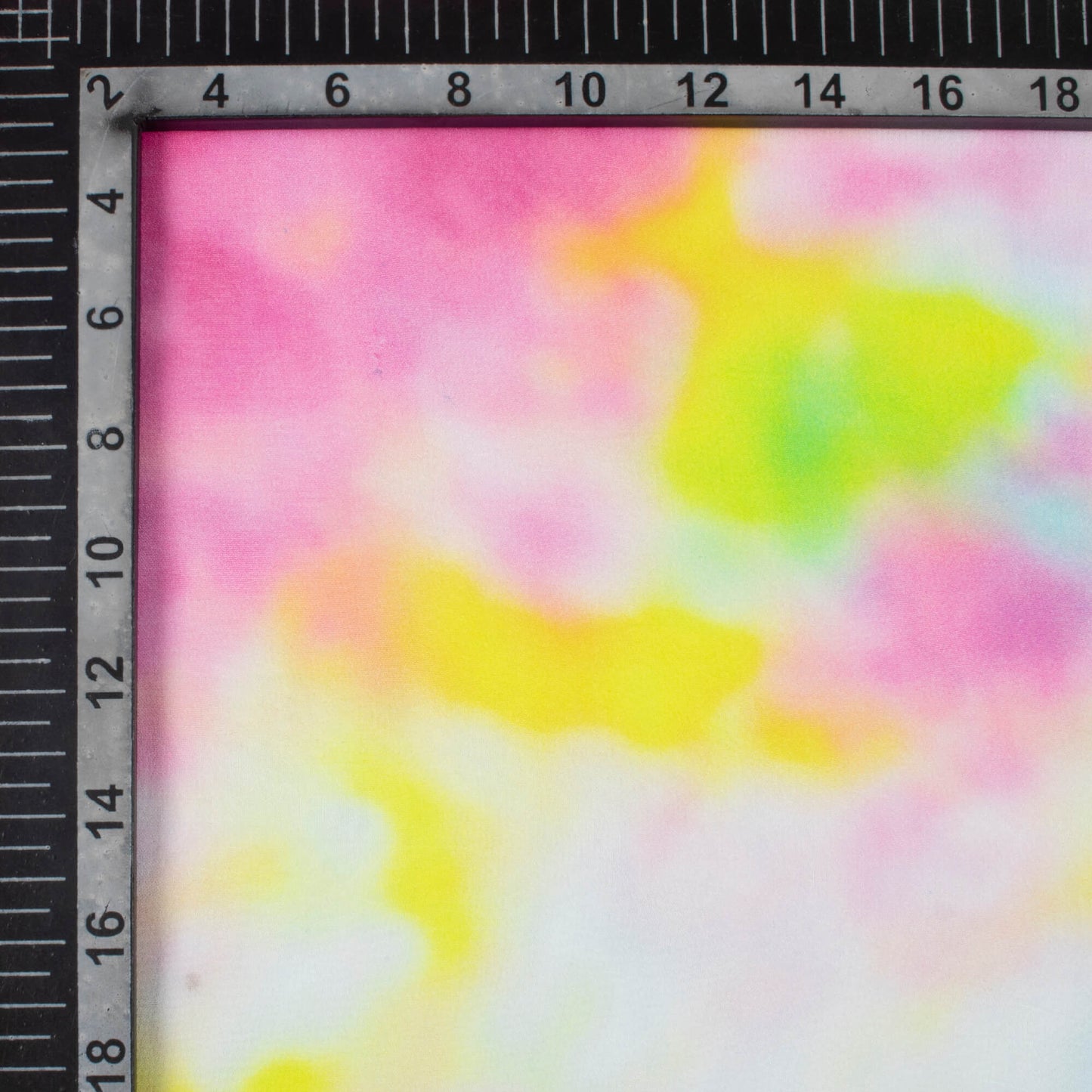 Lemon Yellow And Deep Pink Tye And Dye Pattern Digital Print Pure Georgette Fabric