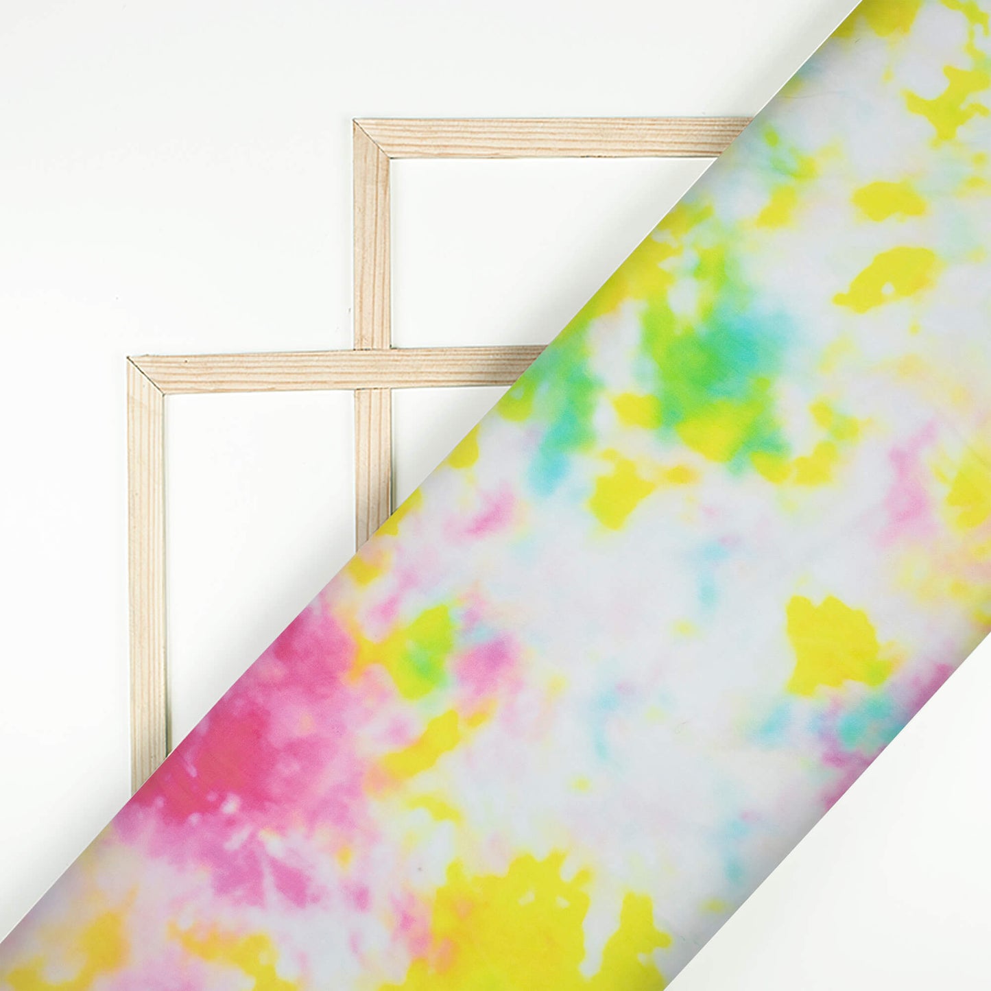 Lemon Yellow And Deep Pink Tye And Dye Pattern Digital Print Pure Georgette Fabric