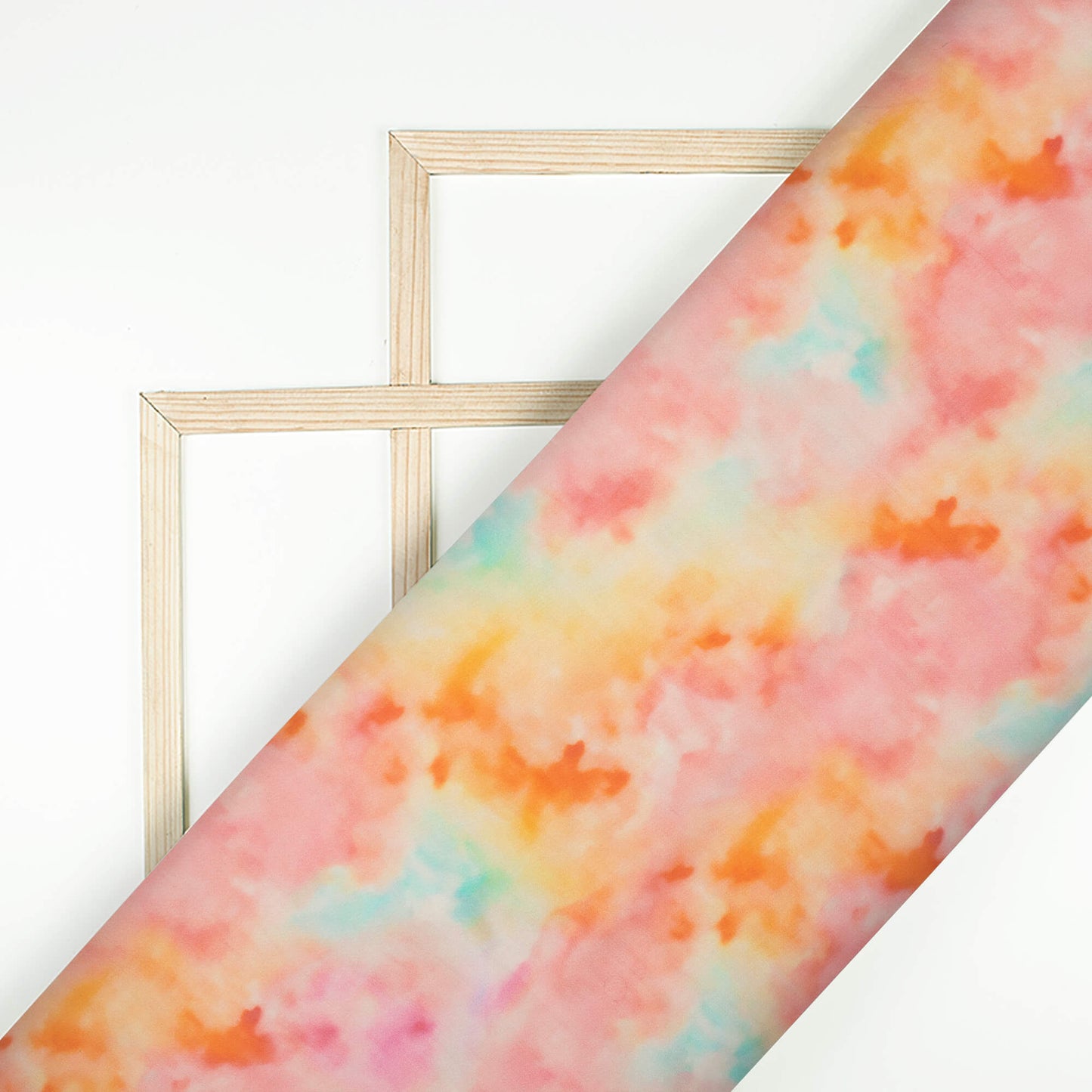 Carnation Pink And Turquoise Tye And Dye Pattern Digital Print Pure Georgette Fabric