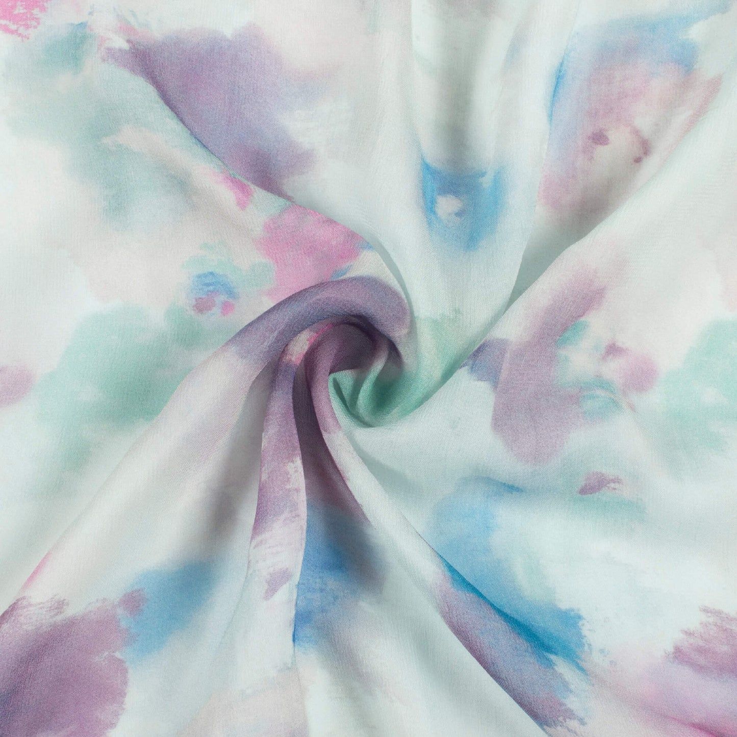 White And Raisin Purple Tye And Dye Pattern Digital Print Pure Georgette Fabric