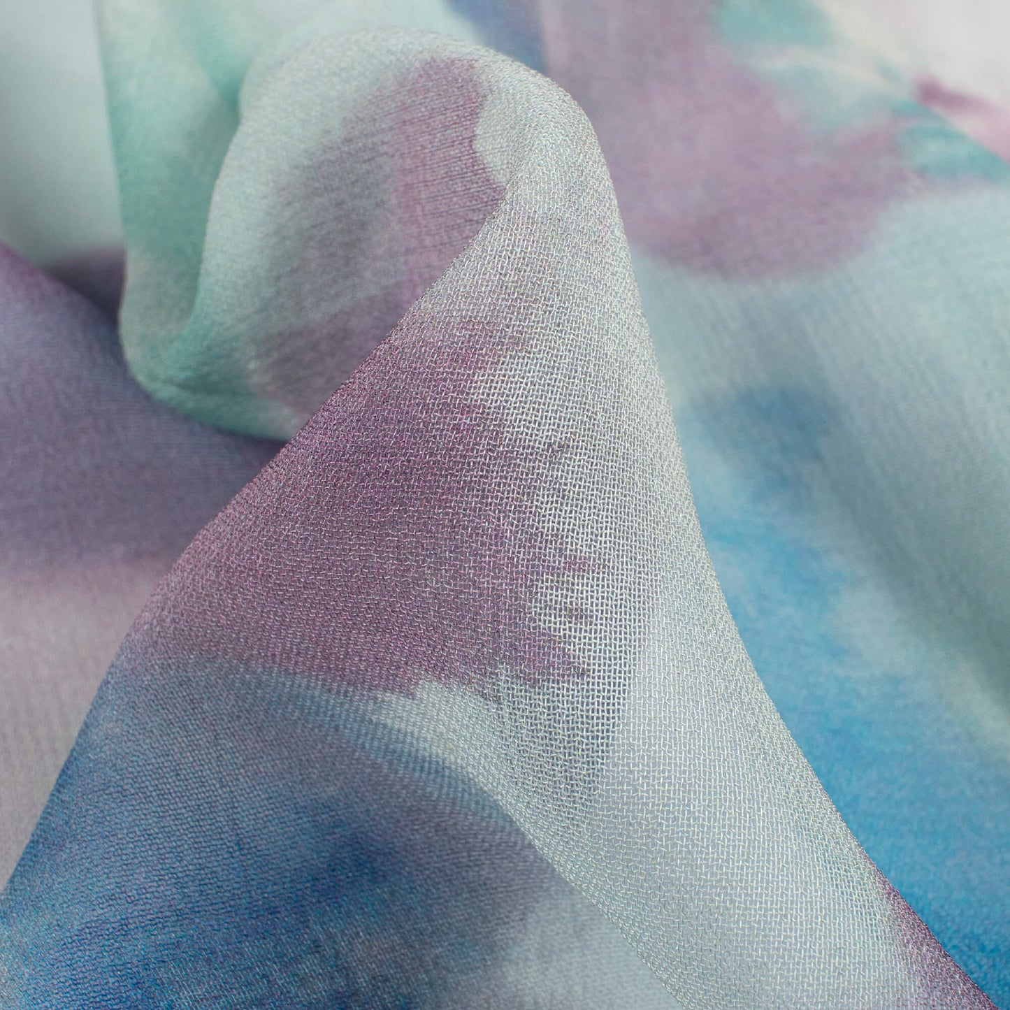 White And Raisin Purple Tye And Dye Pattern Digital Print Pure Georgette Fabric